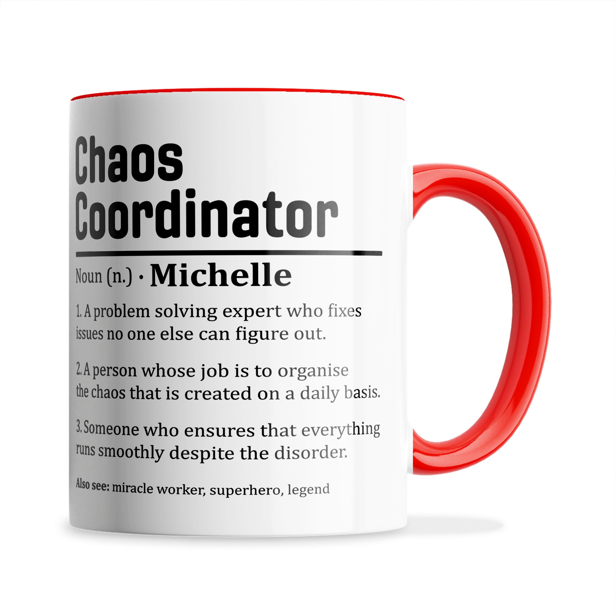 Personalised (Name) Chaos Coordinator Sarcastic Definition Ceramic Coffee / Tea Mug