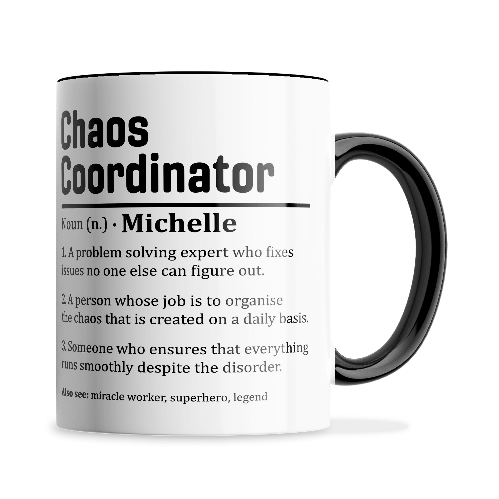Personalised (Name) Chaos Coordinator Sarcastic Definition Ceramic Coffee / Tea Mug