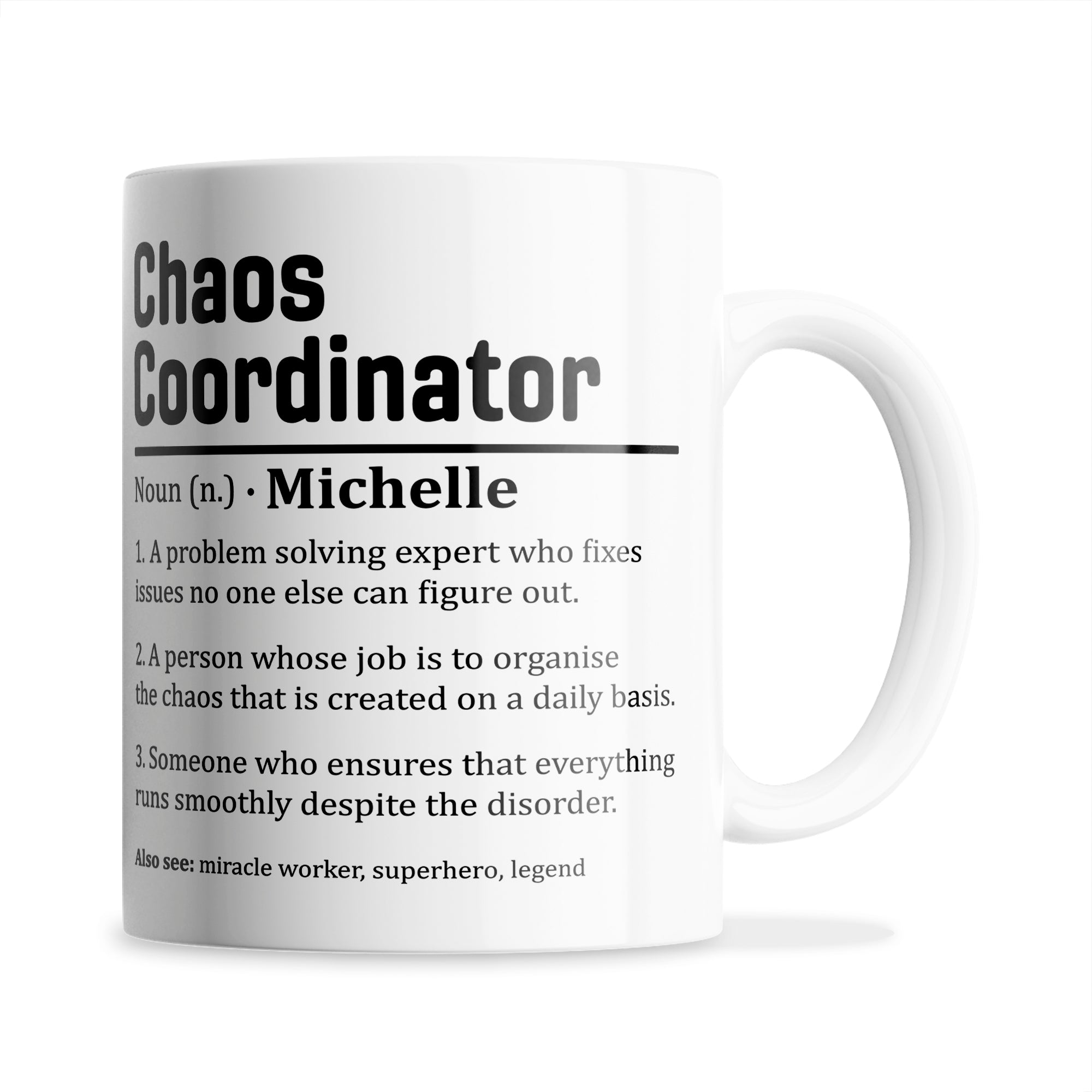 Personalised (Name) Chaos Coordinator Sarcastic Definition Ceramic Coffee / Tea Mug