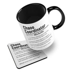 Personalised (Name) Chaos Coordinator Sarcastic Definition Ceramic Mug With Rubber Coaster