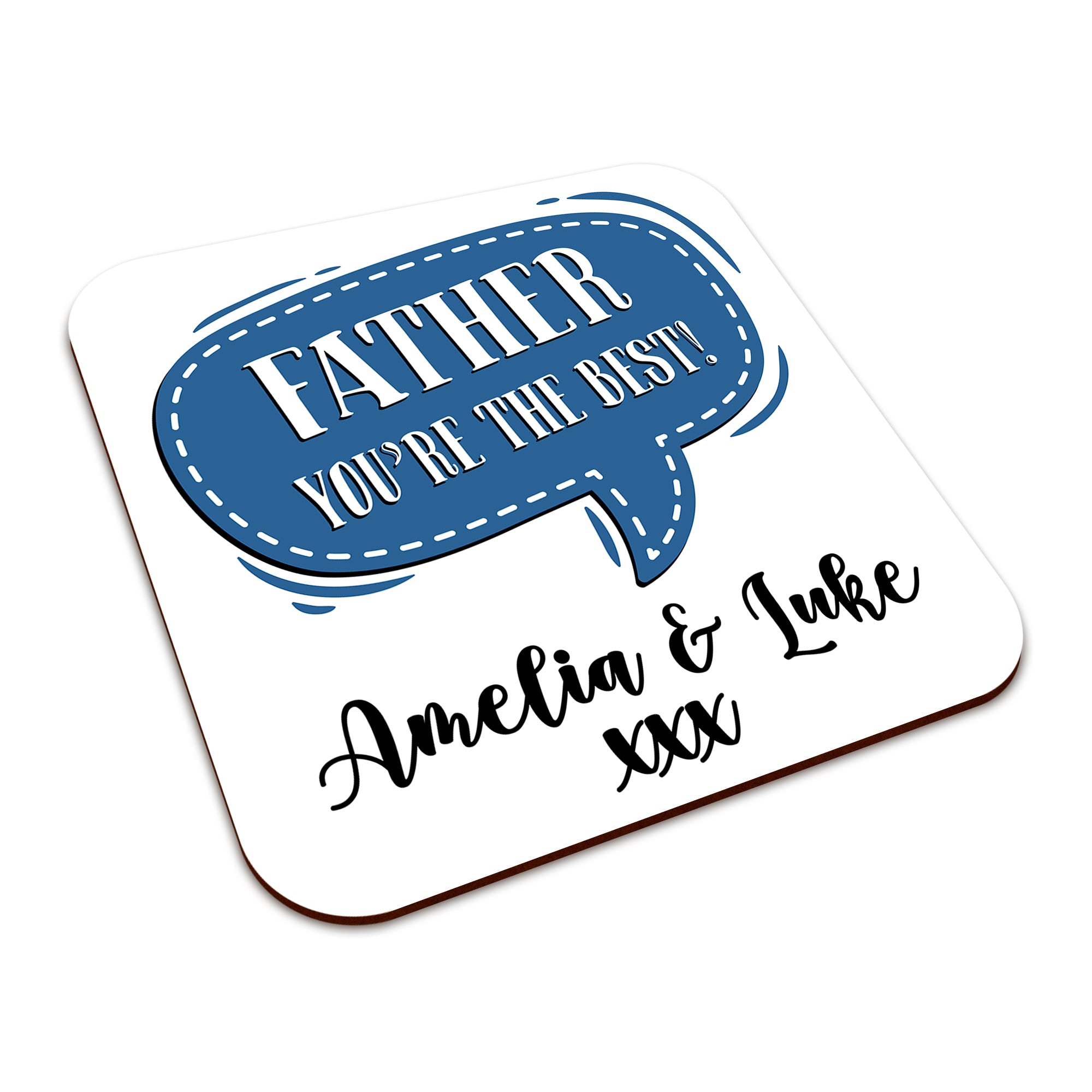 Personalised (Male Relation) You're The Best Square Smooth High-Gloss Finished Coaster