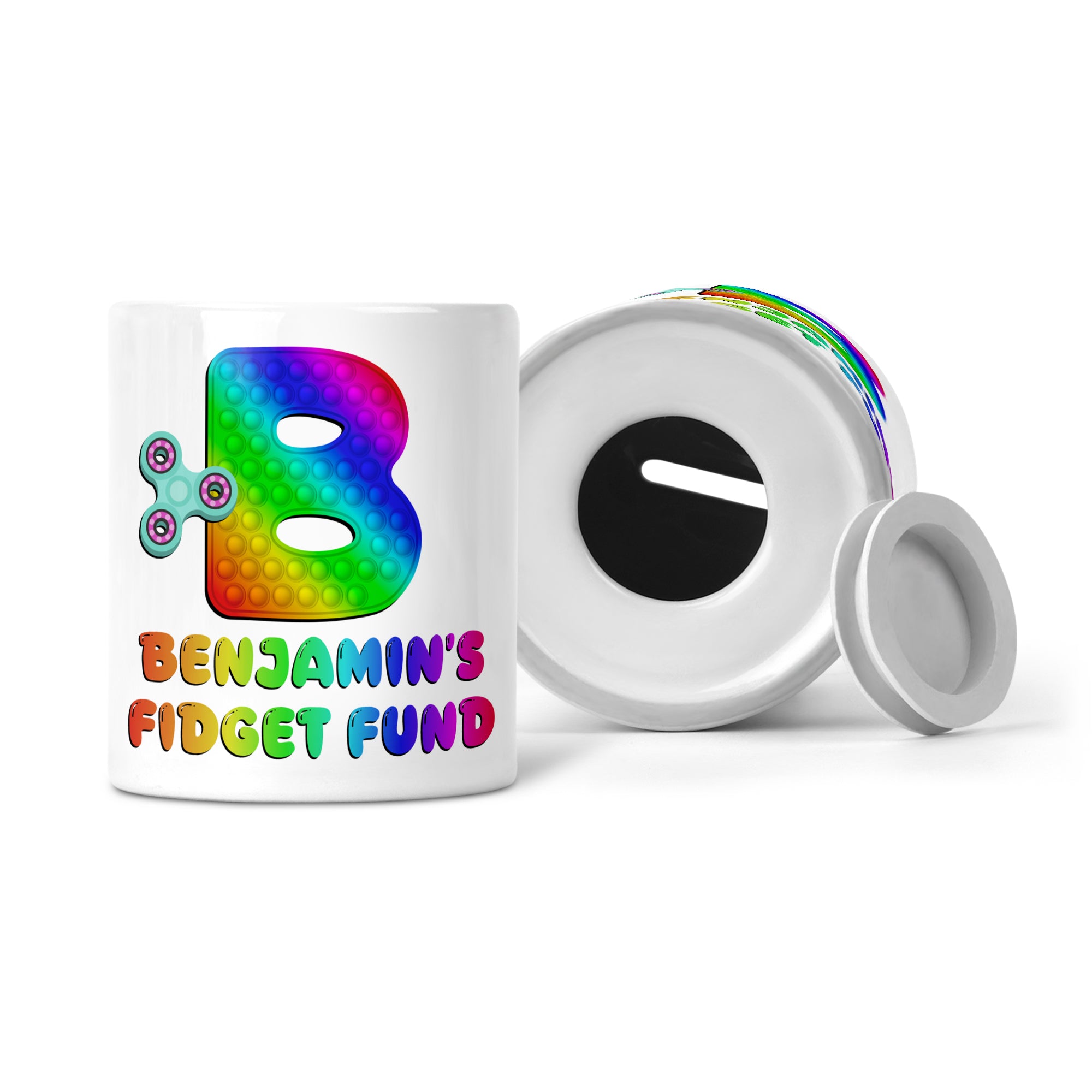 Personalised Any Name Pop It Letter Fidget Fund Ceramic Money Box
