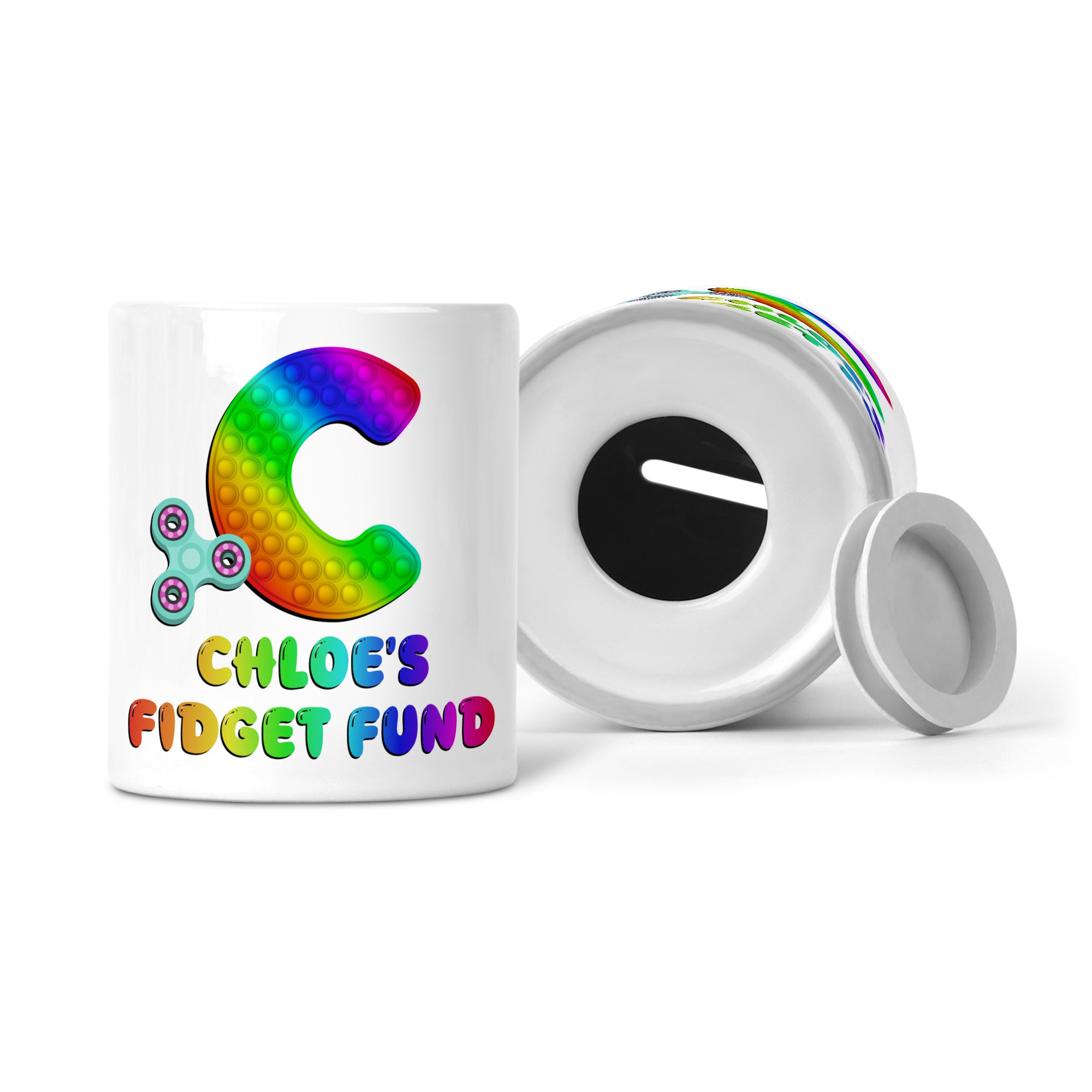 Personalised Any Name Pop It Letter Fidget Fund Ceramic Money Box