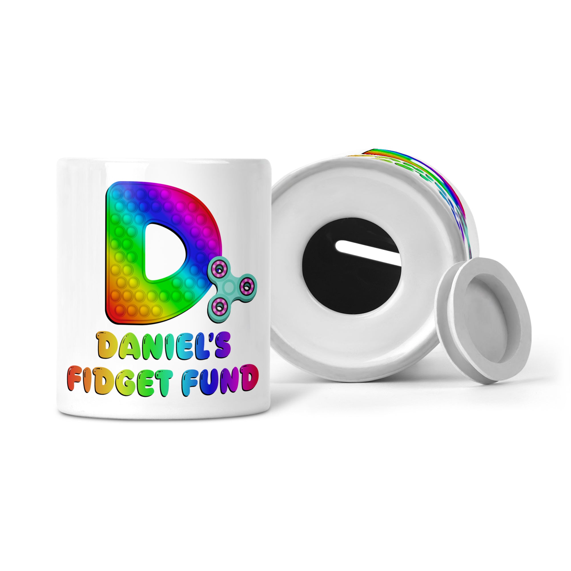 Personalised Any Name Pop It Letter Fidget Fund Ceramic Money Box