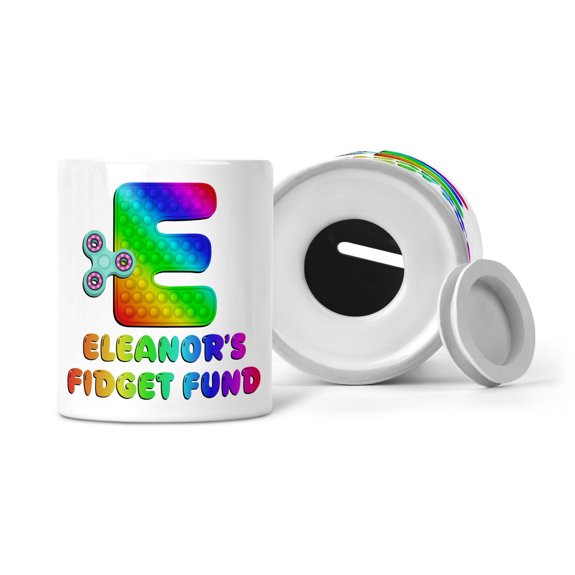 Personalised Any Name Pop It Letter Fidget Fund Ceramic Money Box