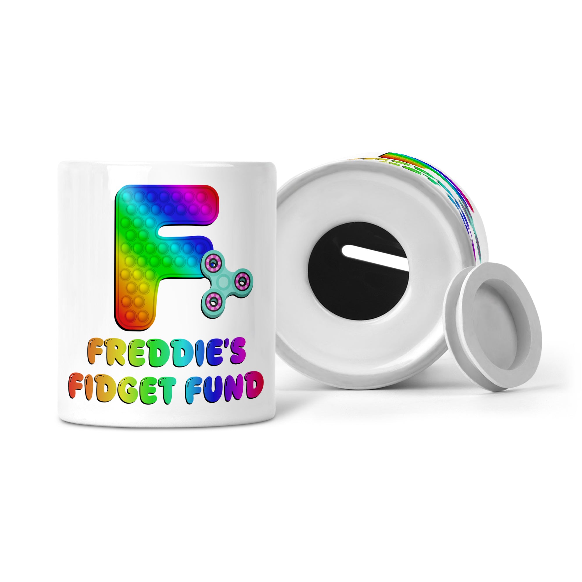 Personalised Any Name Pop It Letter Fidget Fund Ceramic Money Box