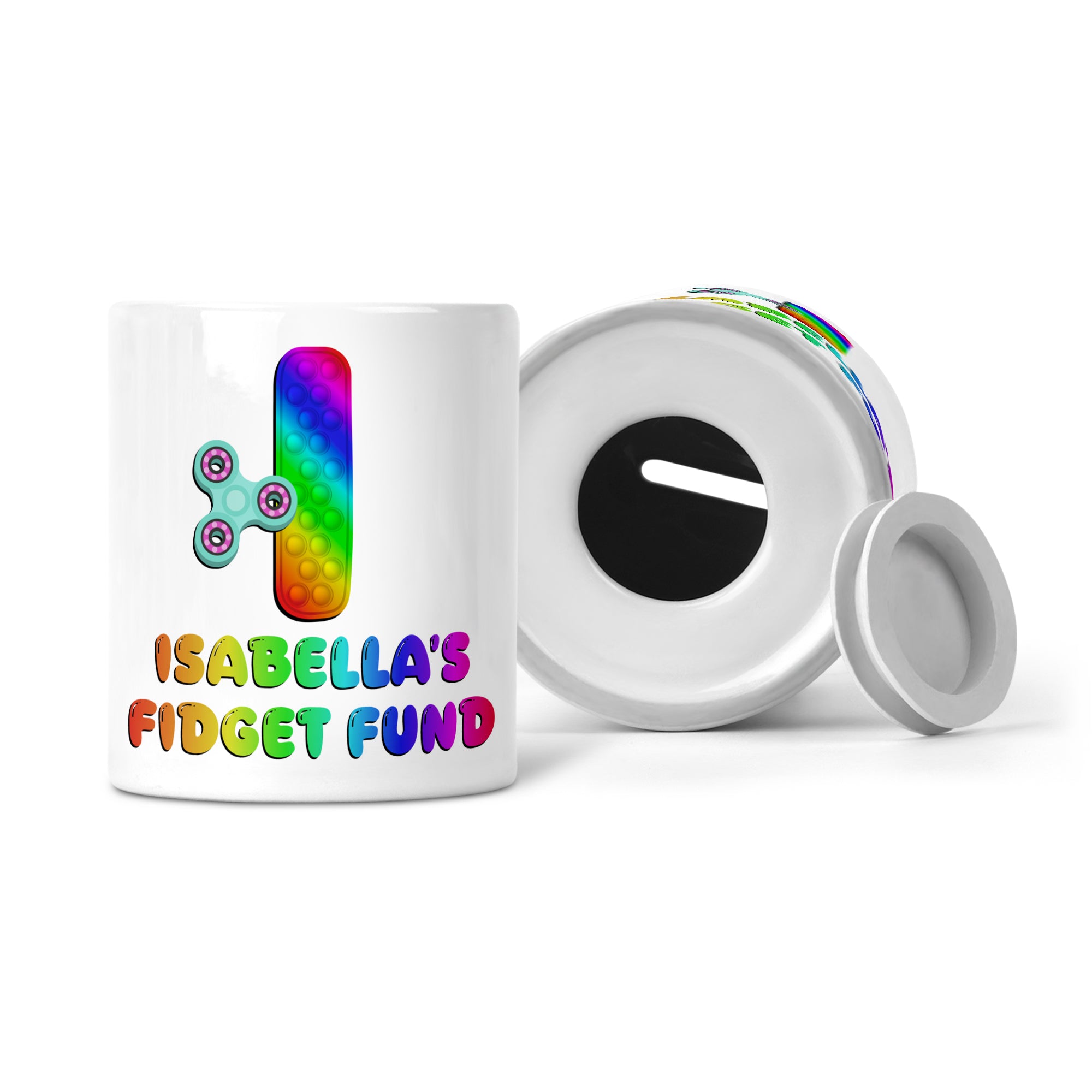 Personalised Any Name Pop It Letter Fidget Fund Ceramic Money Box