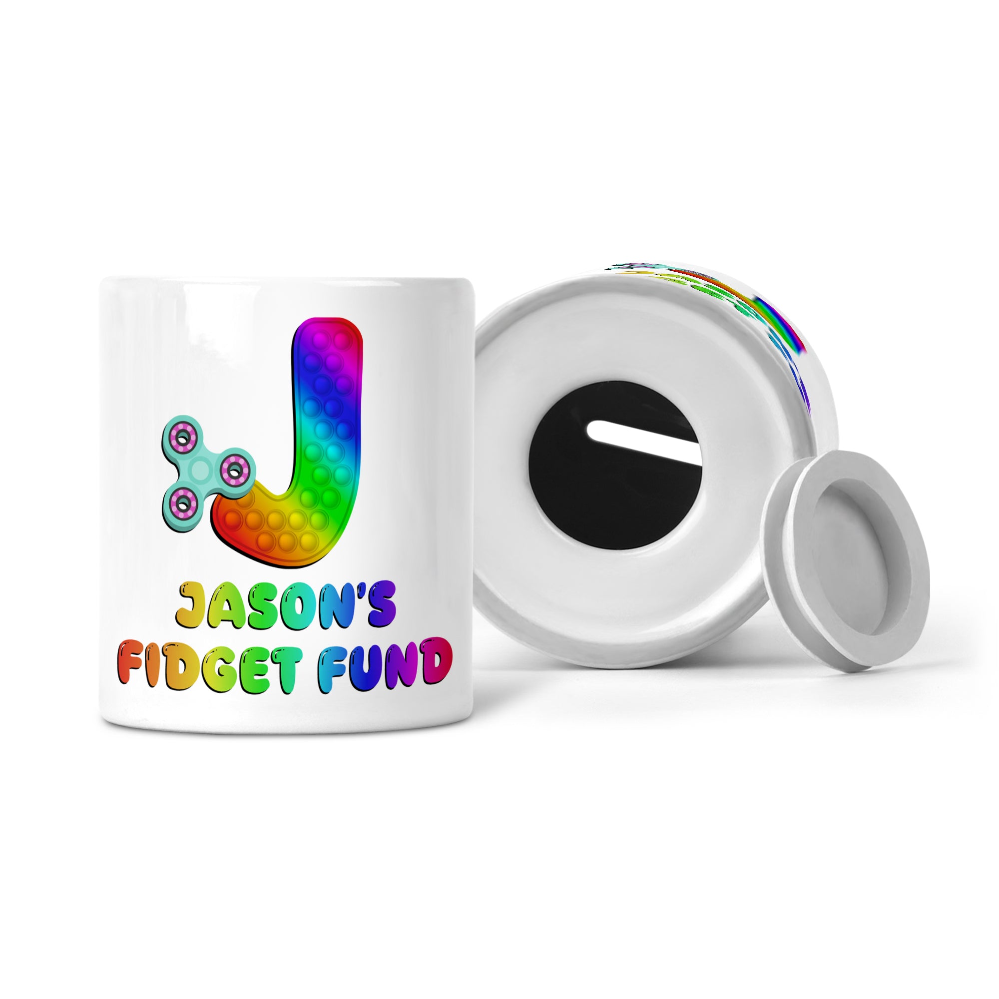 Personalised Any Name Pop It Letter Fidget Fund Ceramic Money Box