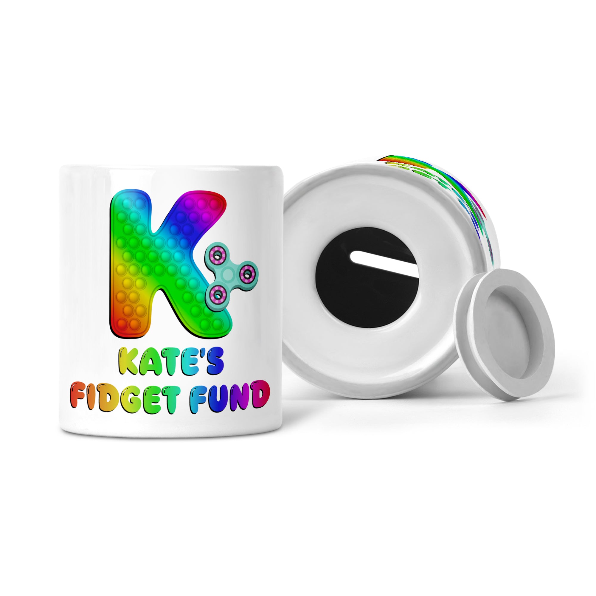 Personalised Any Name Pop It Letter Fidget Fund Ceramic Money Box