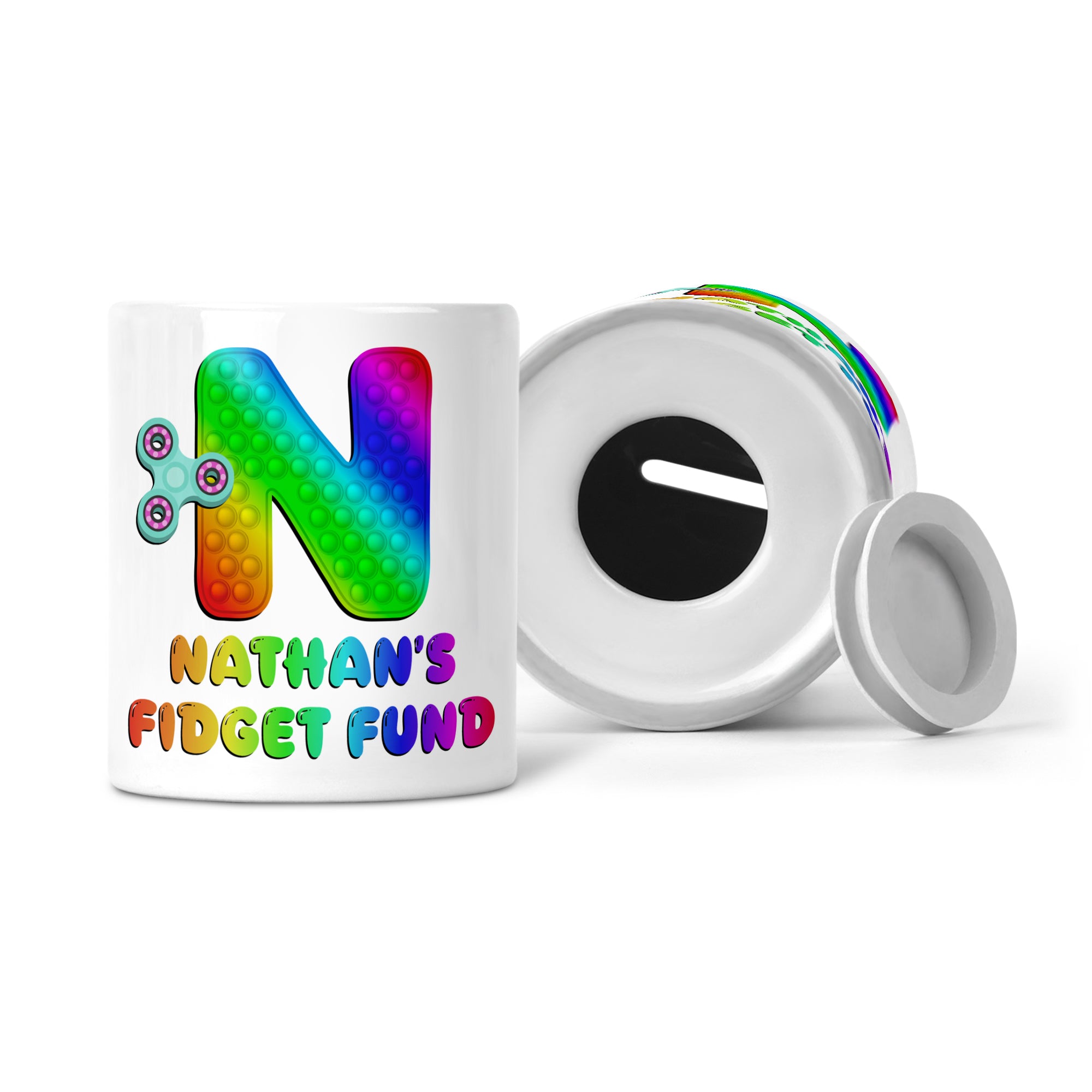 Personalised Any Name Pop It Letter Fidget Fund Ceramic Money Box