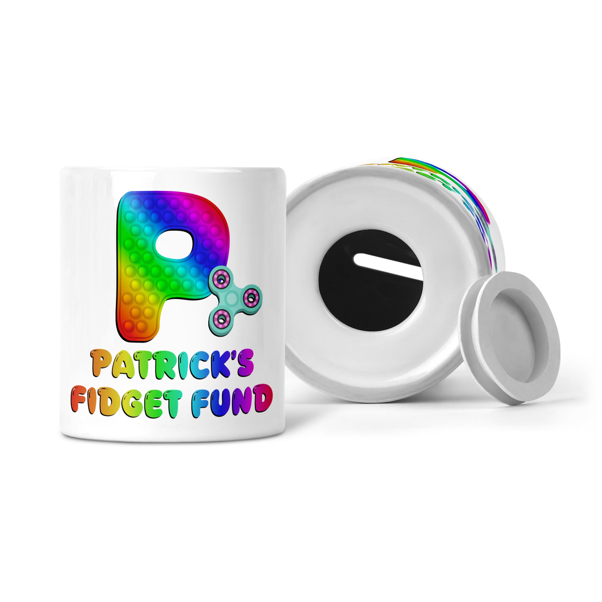 Personalised Any Name Pop It Letter Fidget Fund Ceramic Money Box
