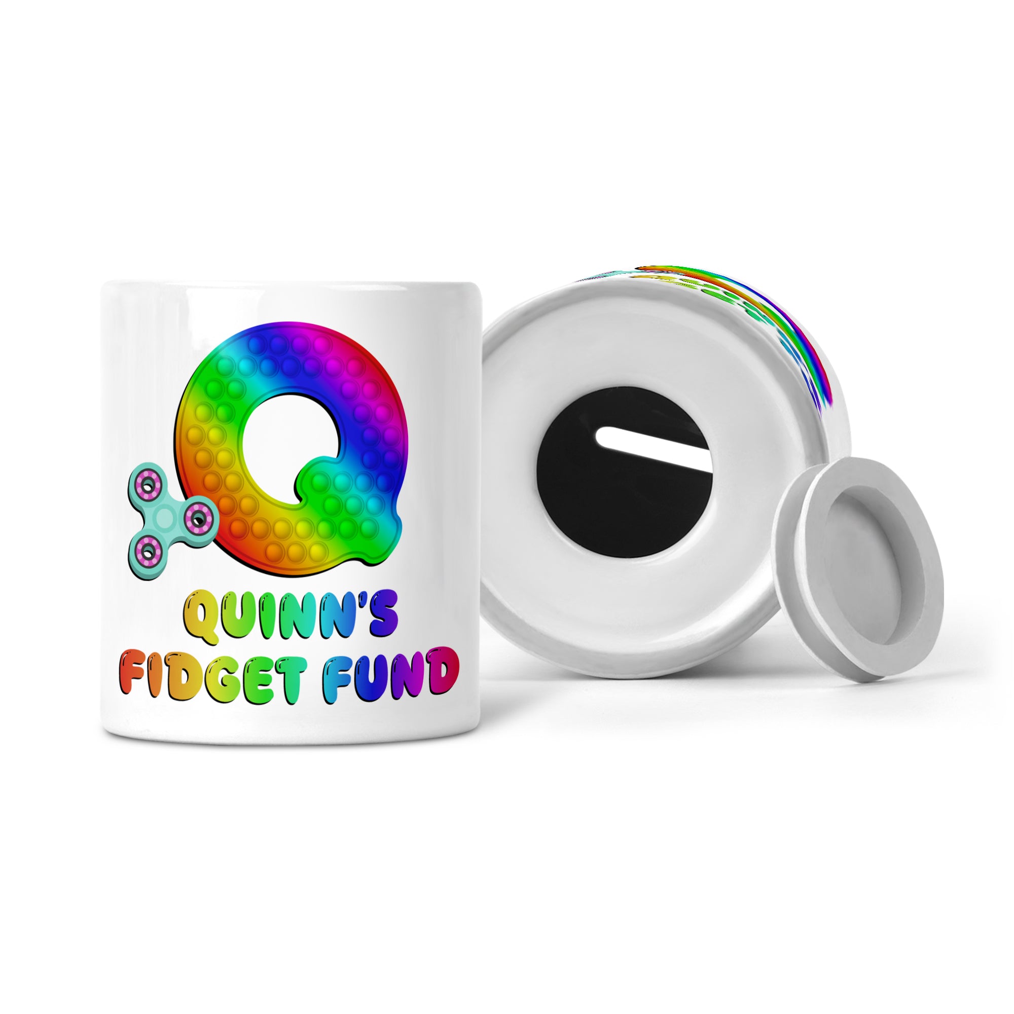 Personalised Any Name Pop It Letter Fidget Fund Ceramic Money Box