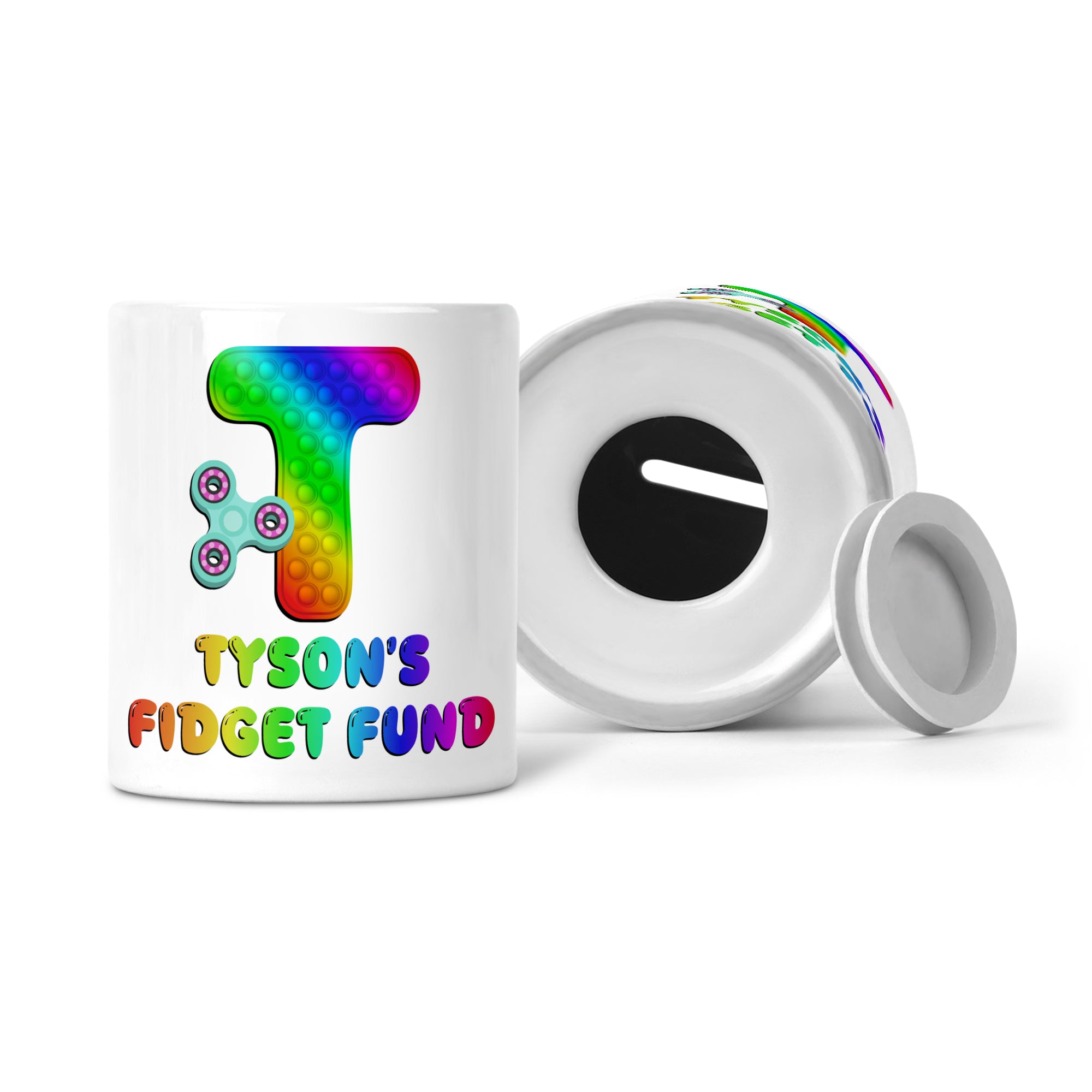 Personalised Any Name Pop It Letter Fidget Fund Ceramic Money Box