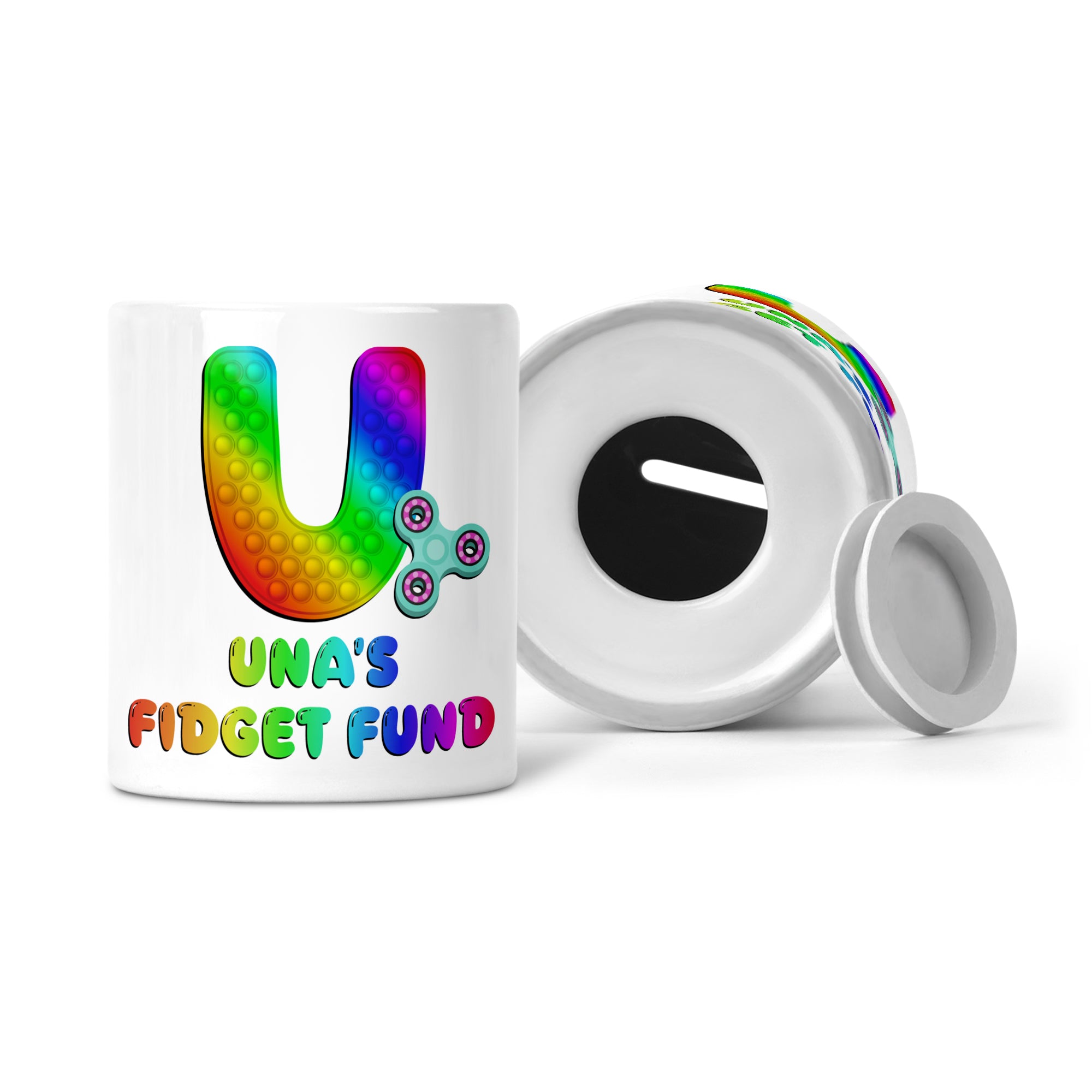 Personalised Any Name Pop It Letter Fidget Fund Ceramic Money Box