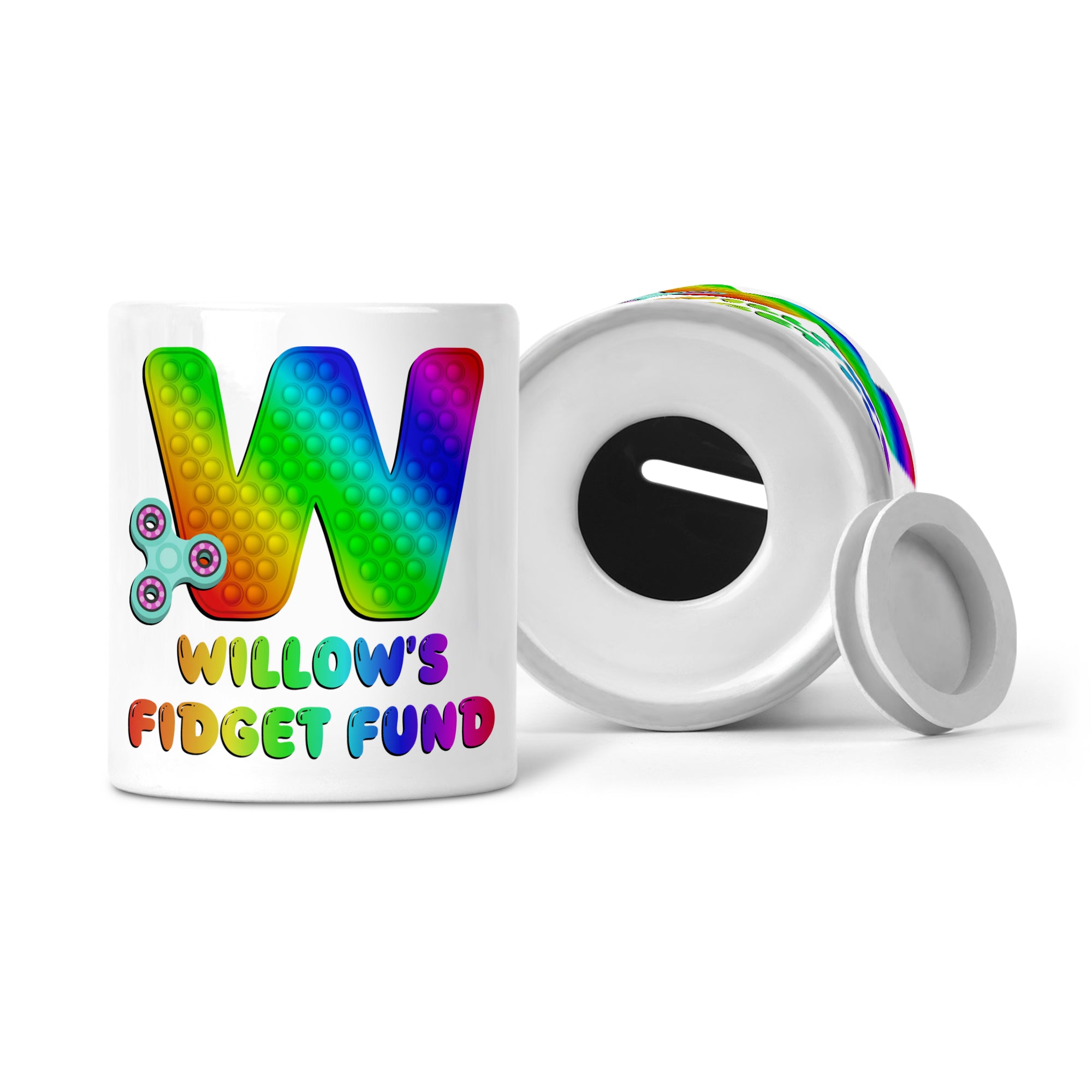 Personalised Any Name Pop It Letter Fidget Fund Ceramic Money Box