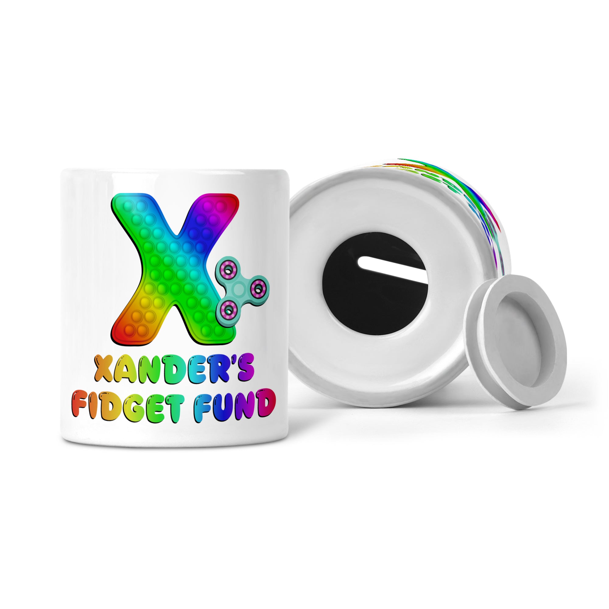 Personalised Any Name Pop It Letter Fidget Fund Ceramic Money Box