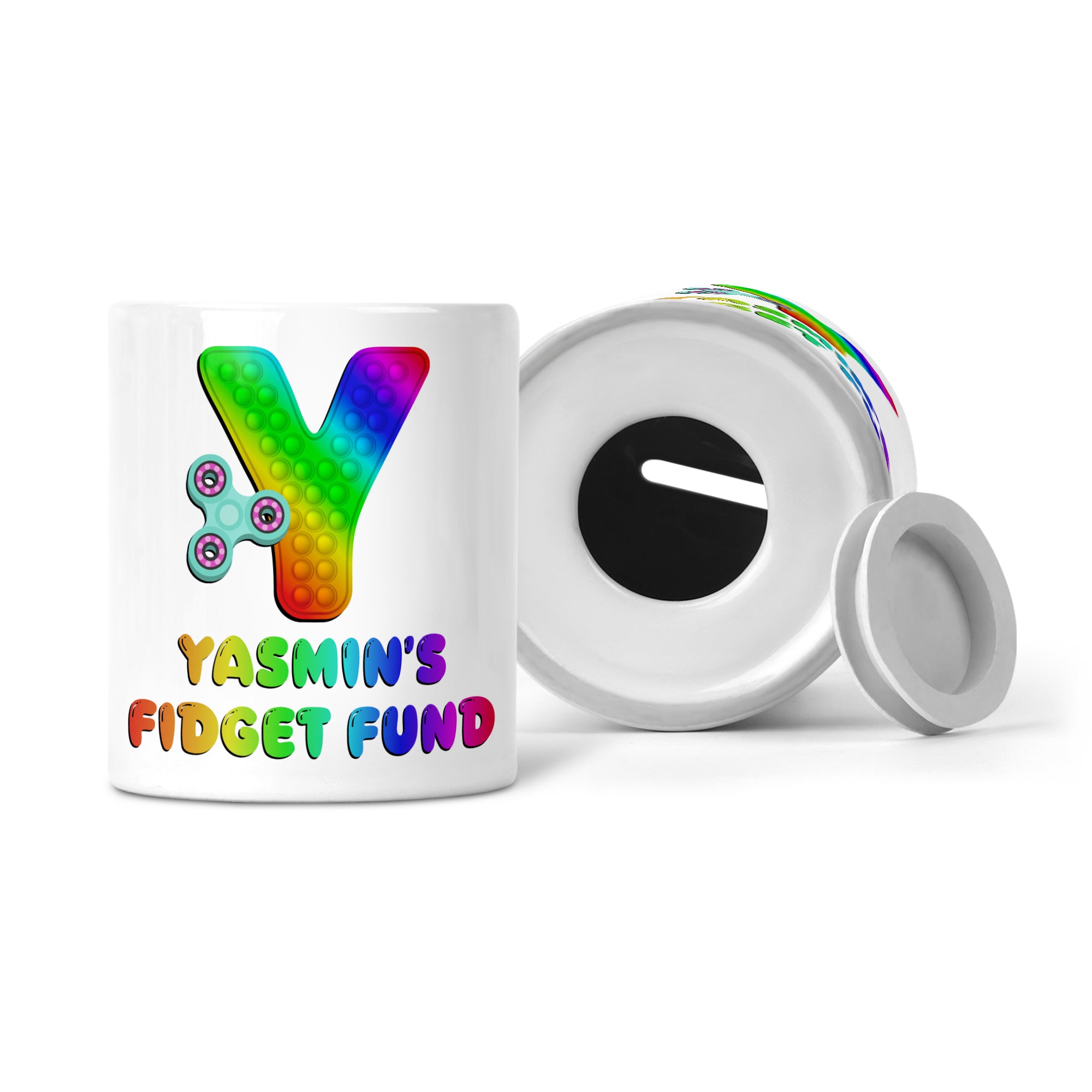 Personalised Any Name Pop It Letter Fidget Fund Ceramic Money Box