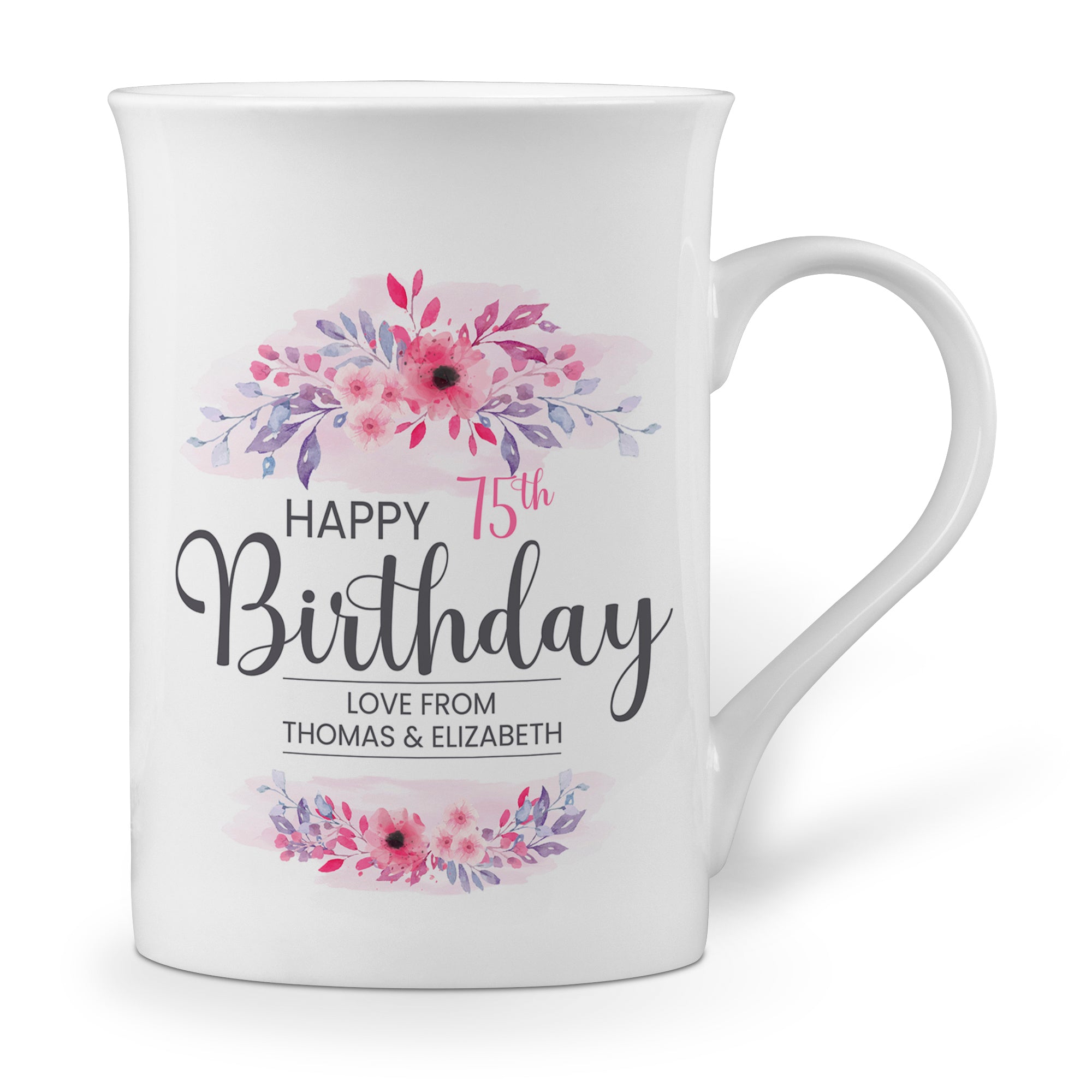 Personalised Floral Happy Birthday Love Windsor Bone China Mug
