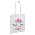 Personalised Floral Happy Mother's Day White Reusable Shopper Tote Bag