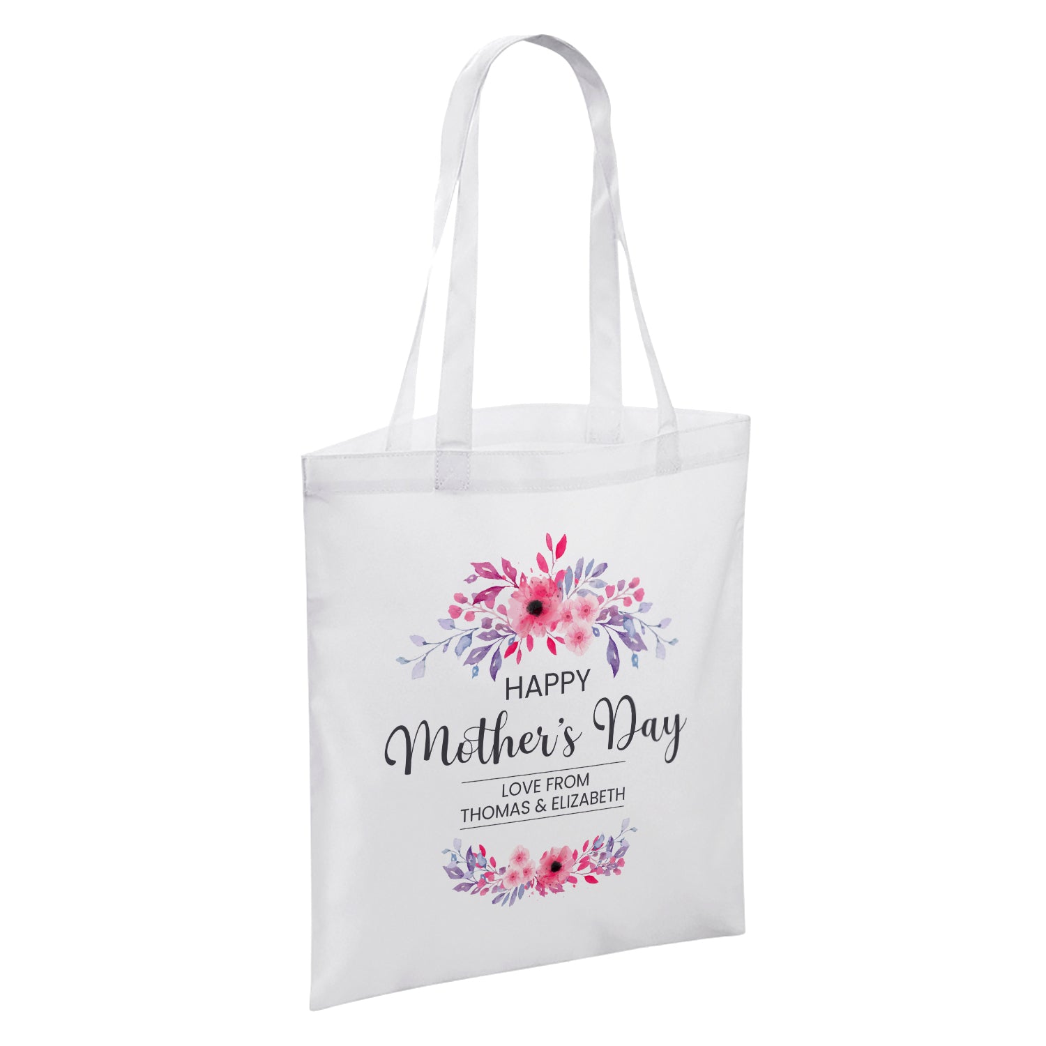 Personalised Floral Happy Mother's Day White Reusable Shopper Tote Bag