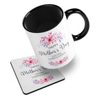Personalised Floral Happy Mother's Day Ceramic Mug With Rubber Coaster