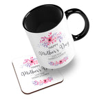 Personalised Floral Happy Mother's Day Ceramic Mug With High-Gloss Coaster