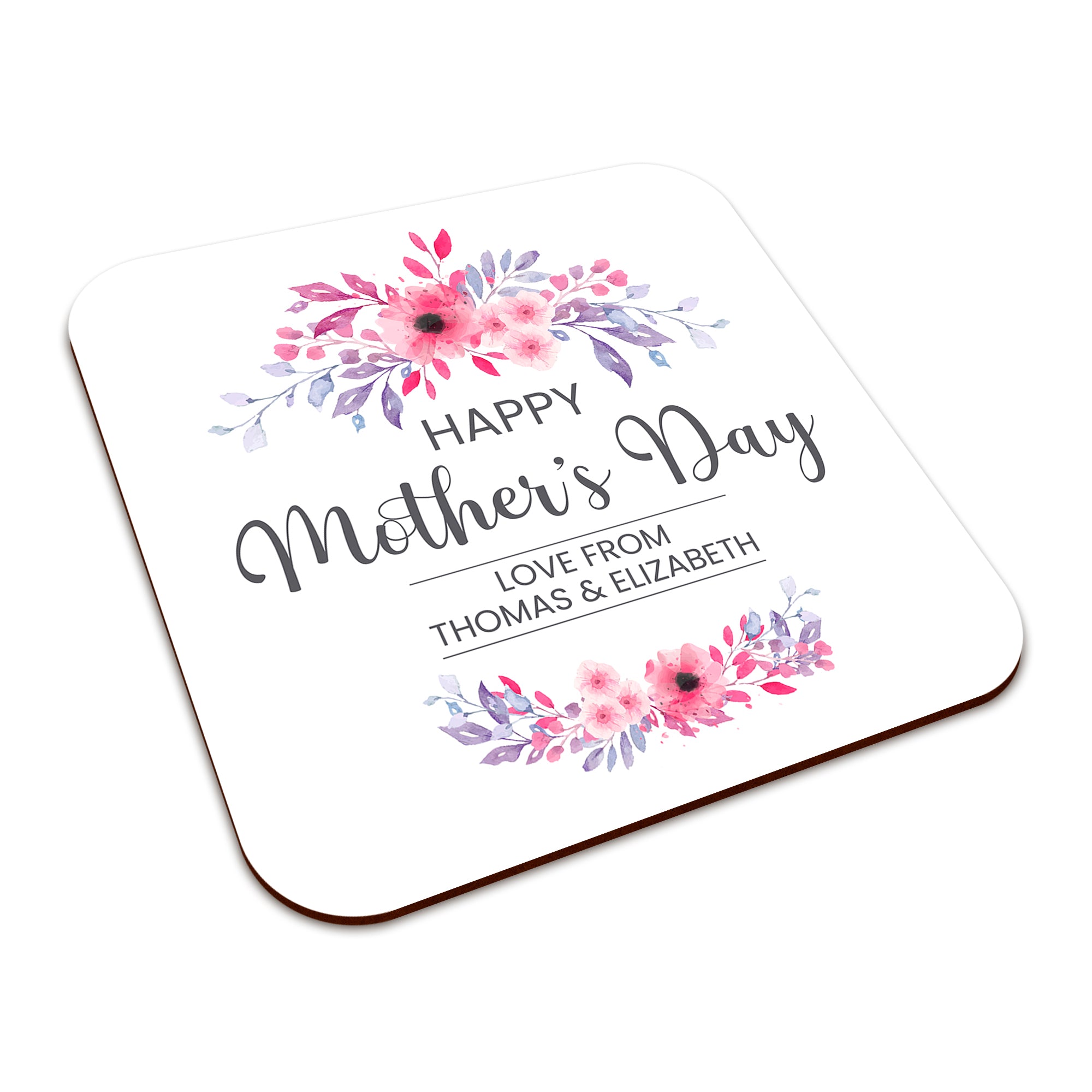 Personalised Floral Happy Mother's Day Ceramic Mug With High-Gloss Coaster
