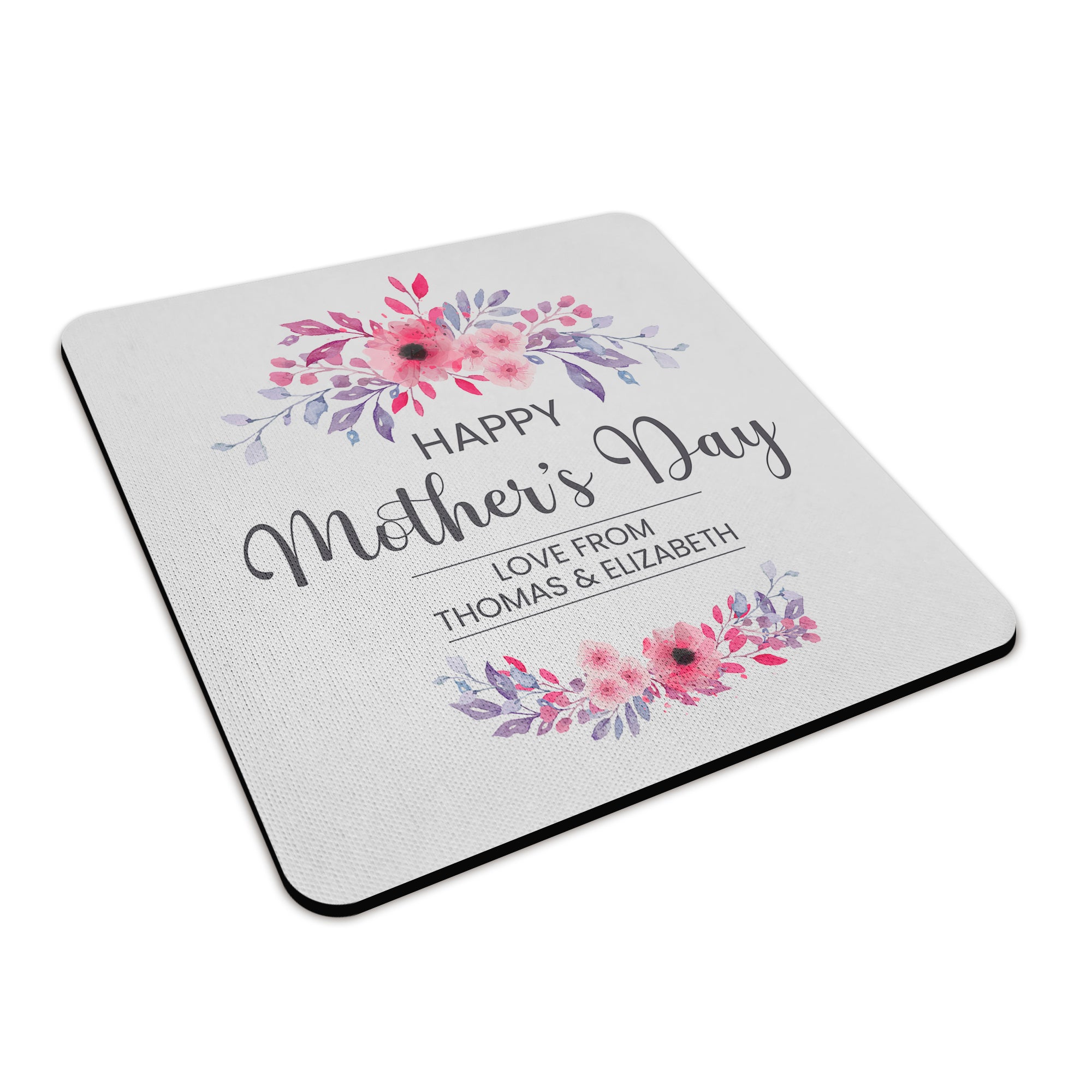 Personalised Floral Happy Mother's Day Square Fabric / Rubber Coaster