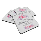 Personalised Floral Happy Mother's Day Square Fabric / Rubber Coaster