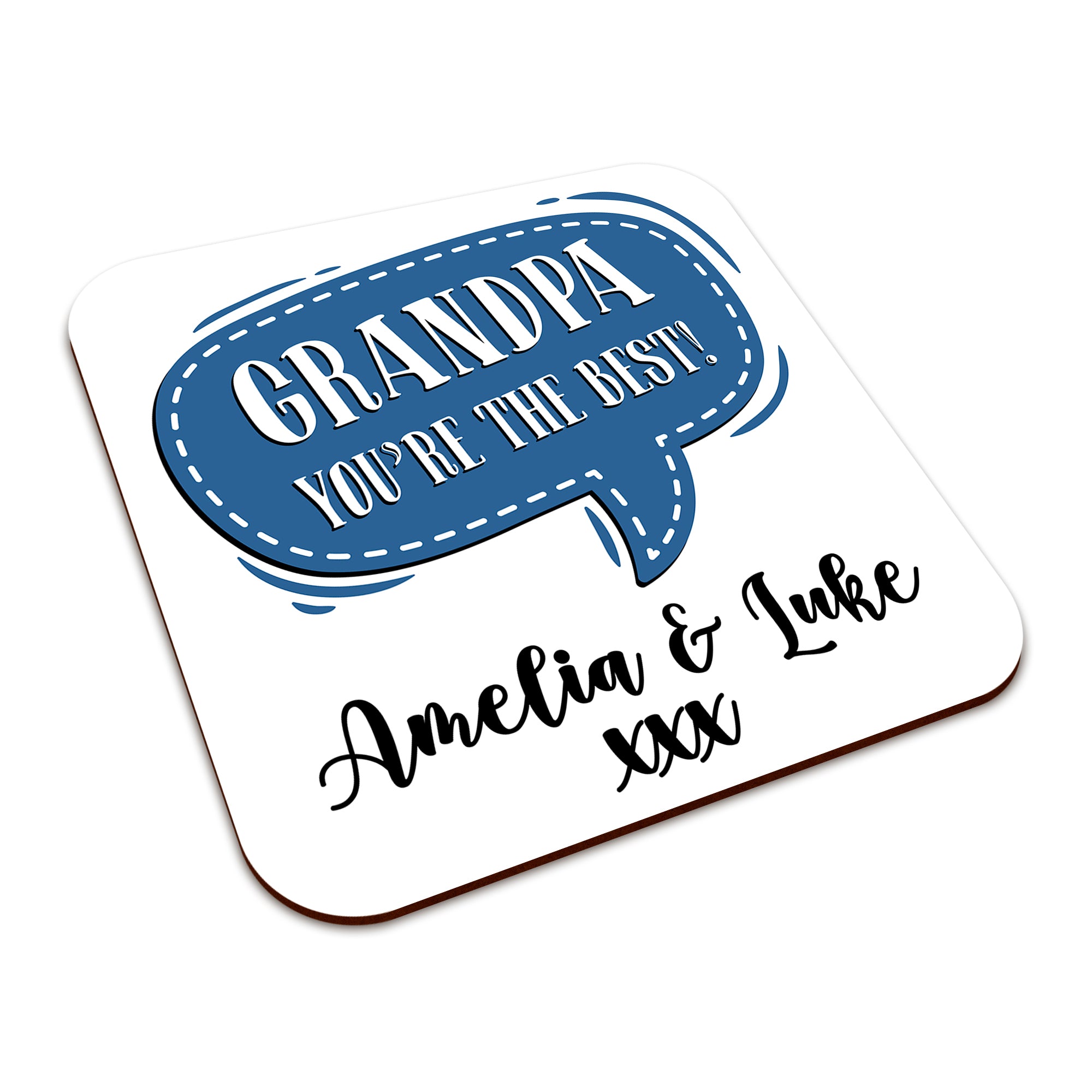Personalised (Male Relation) You're The Best Square Smooth High-Gloss Finished Coaster