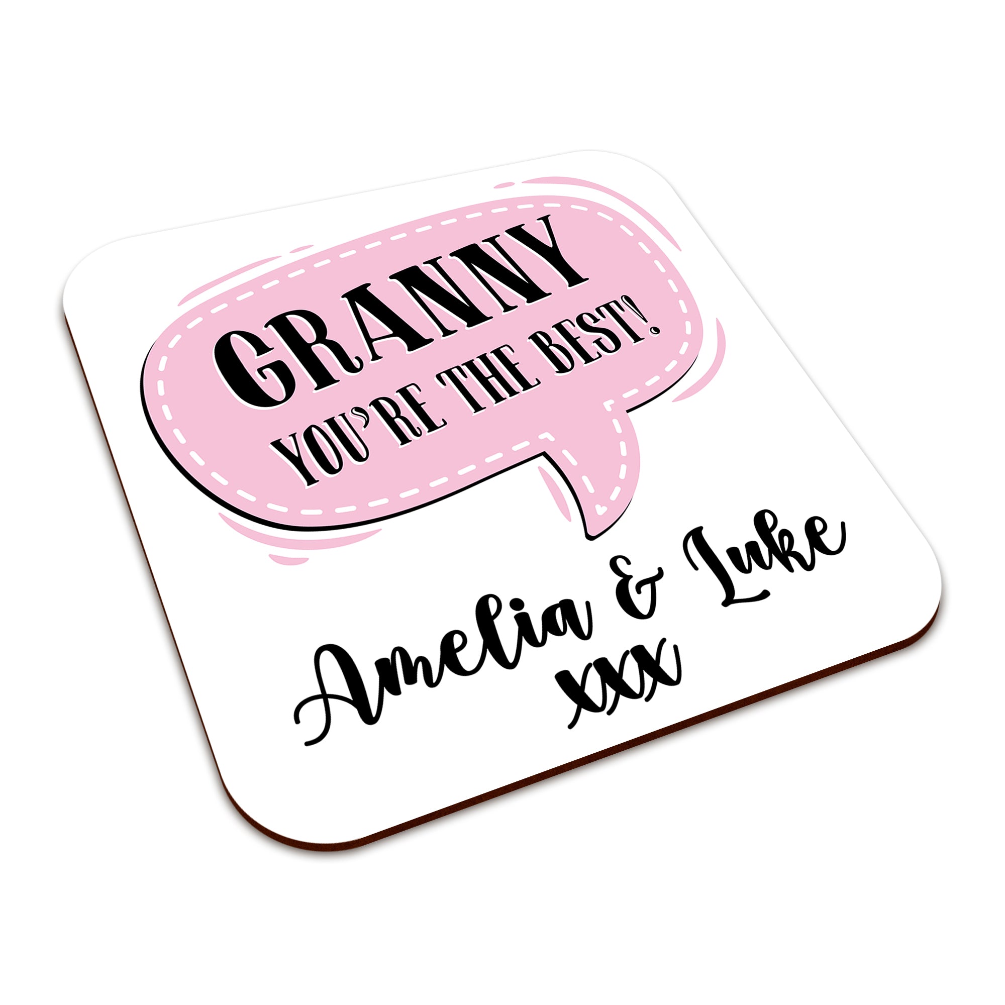 Personalised (Female Relation) You're The Best Square Smooth High-Gloss Finished Coaster