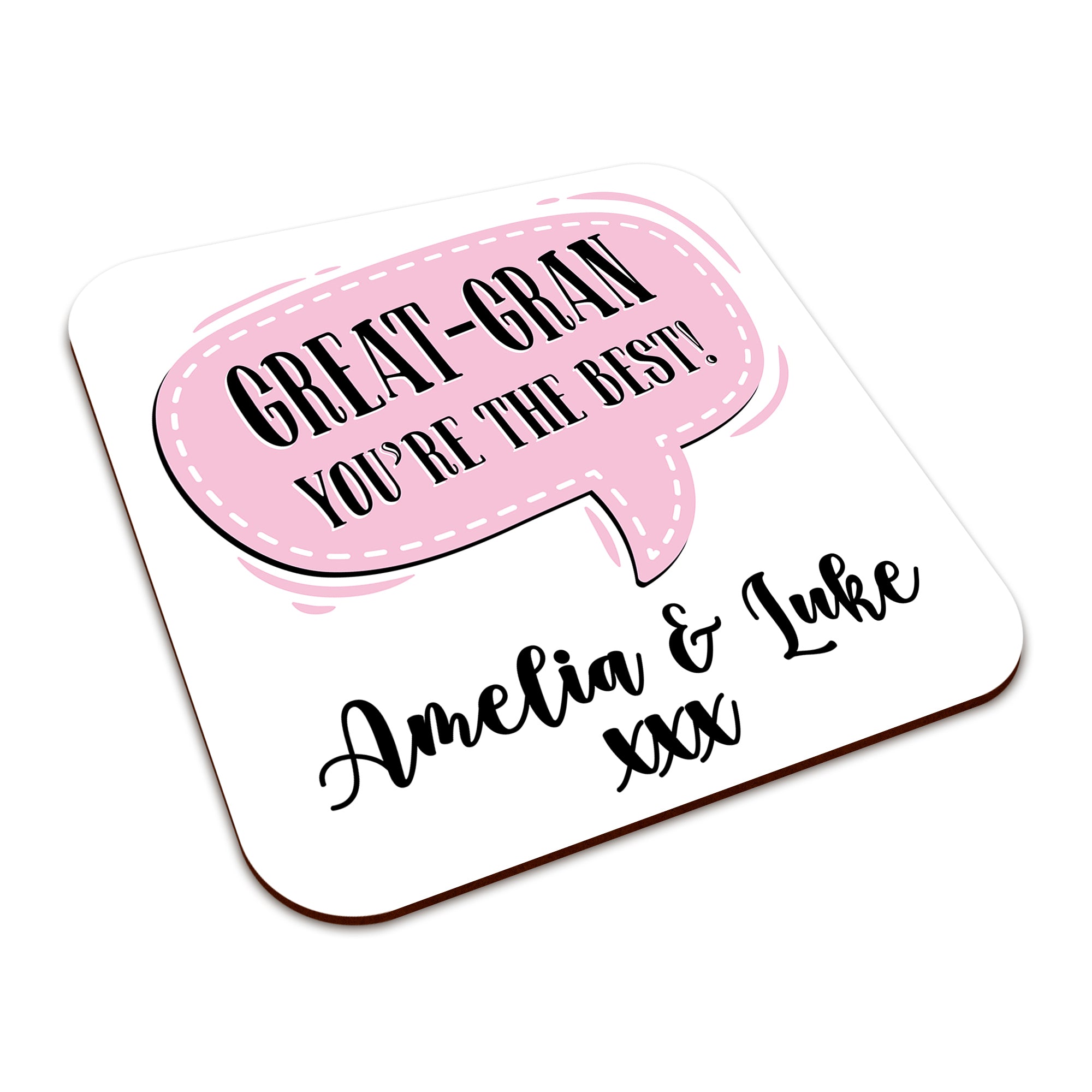 Personalised (Female Relation) You're The Best Square Smooth High-Gloss Finished Coaster