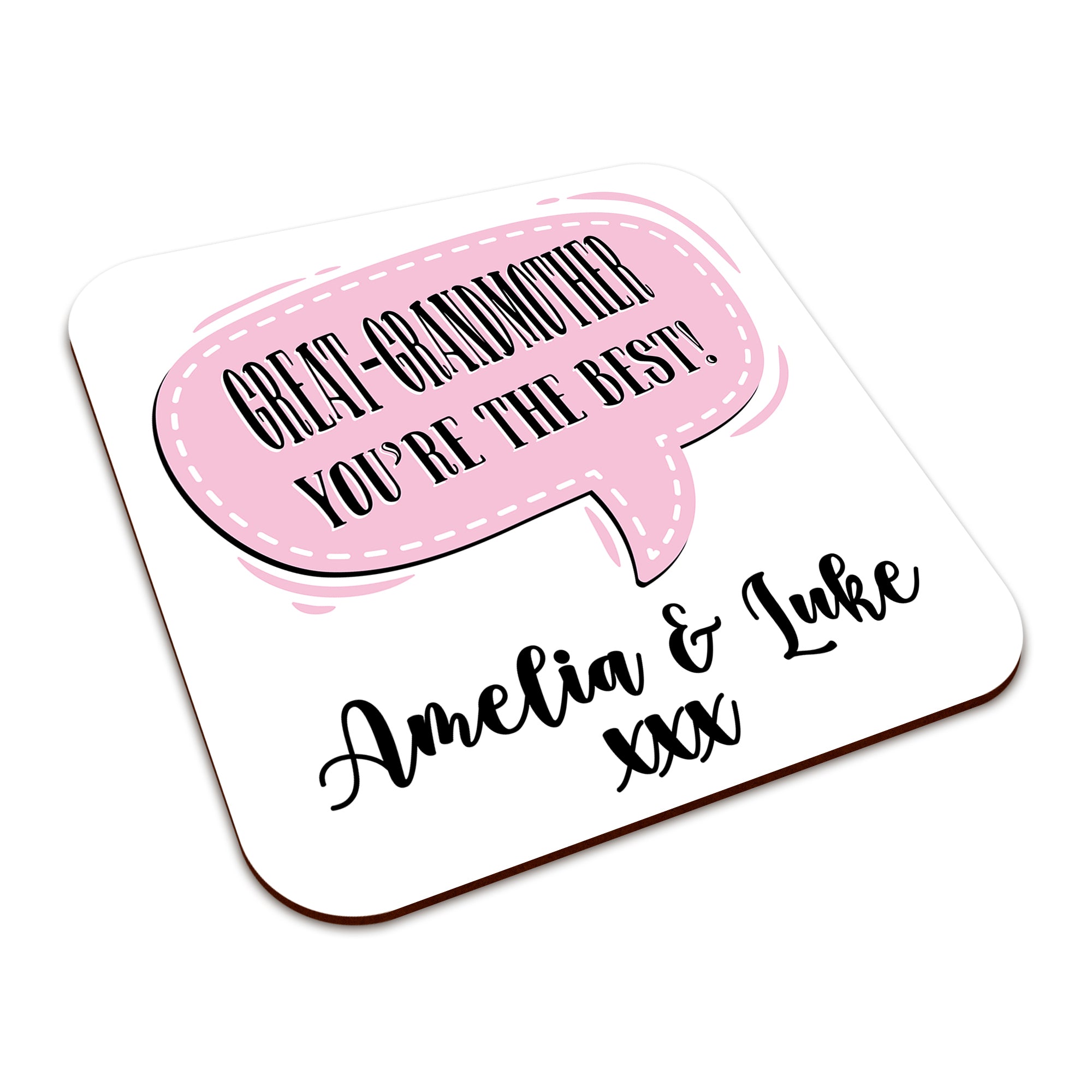 Personalised (Female Relation) You're The Best Square Smooth High-Gloss Finished Coaster
