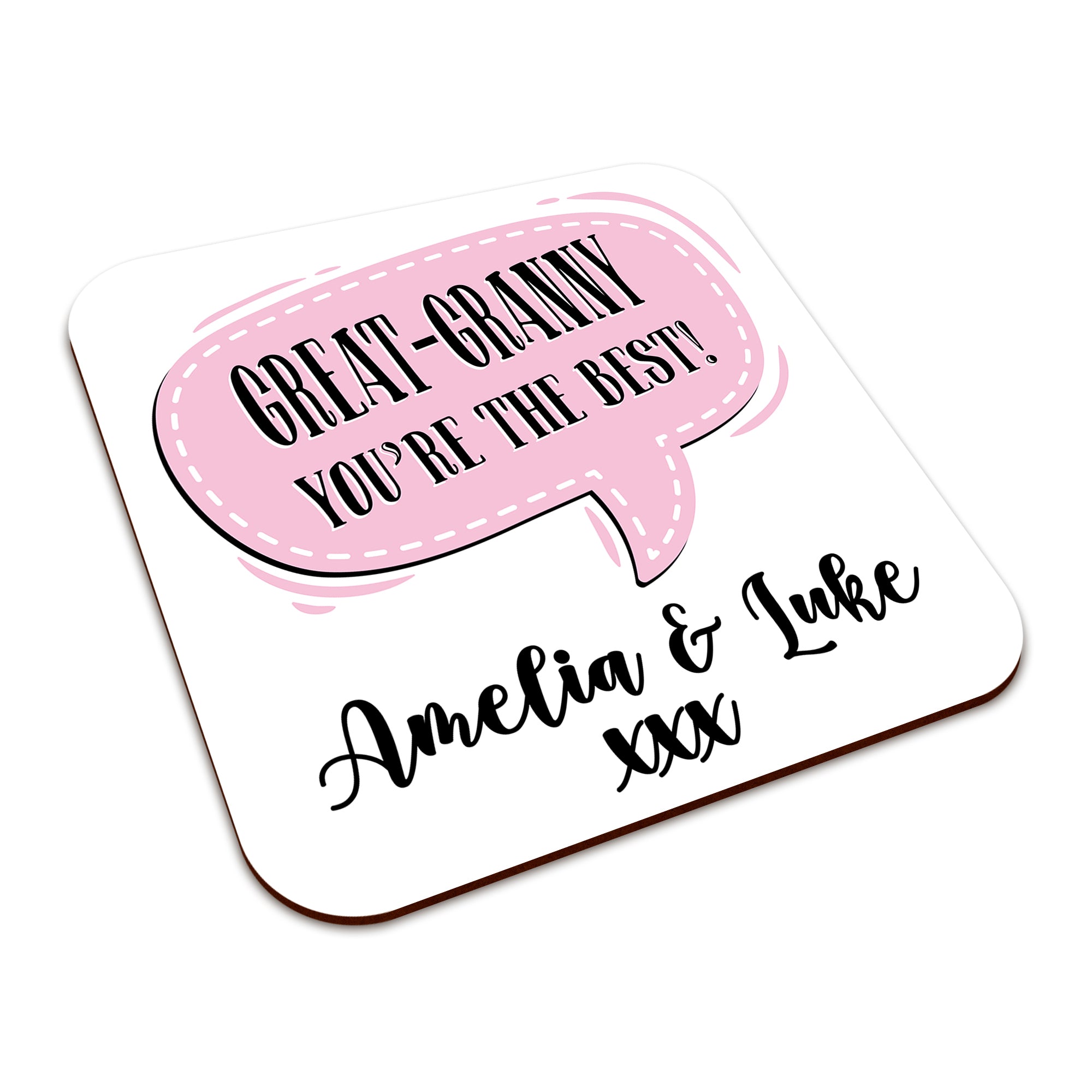 Personalised (Female Relation) You're The Best Square Smooth High-Gloss Finished Coaster