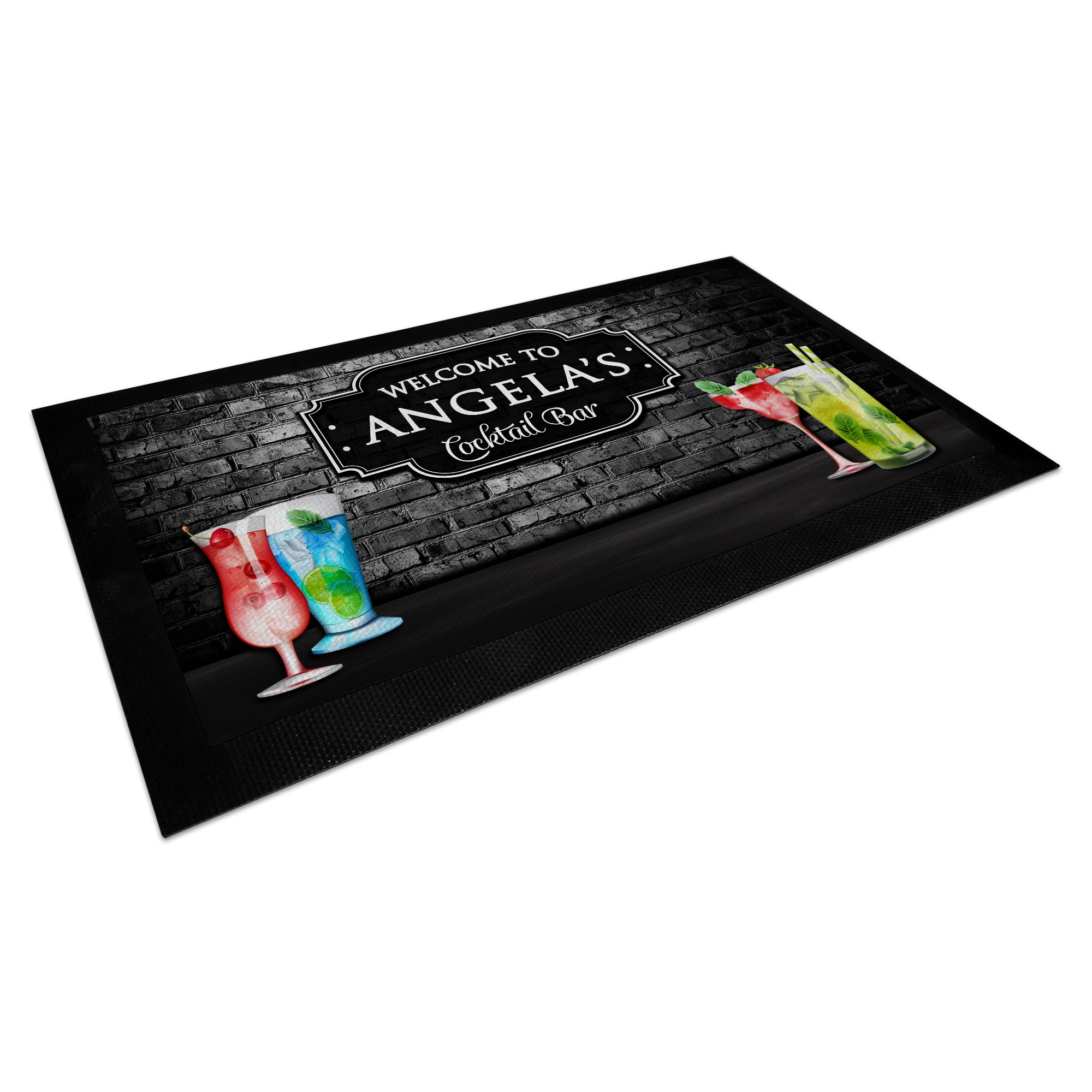 Personalised Welcome To (Any Name's) Cocktail Bar Rubber Bar Runner / Mat
