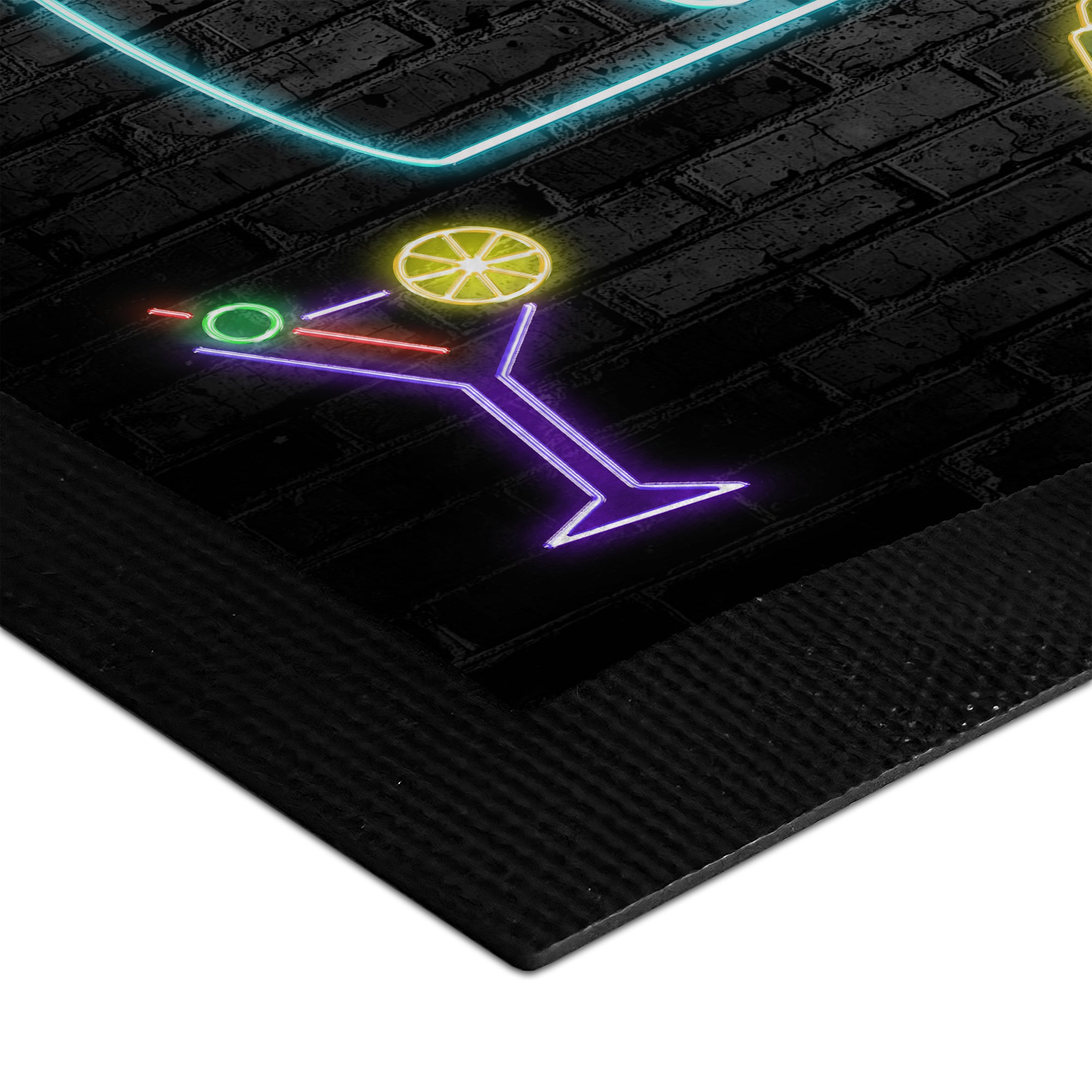 Personalised (Any Name's) Cocktails Neon Design Rubber Bar Runner / Mat