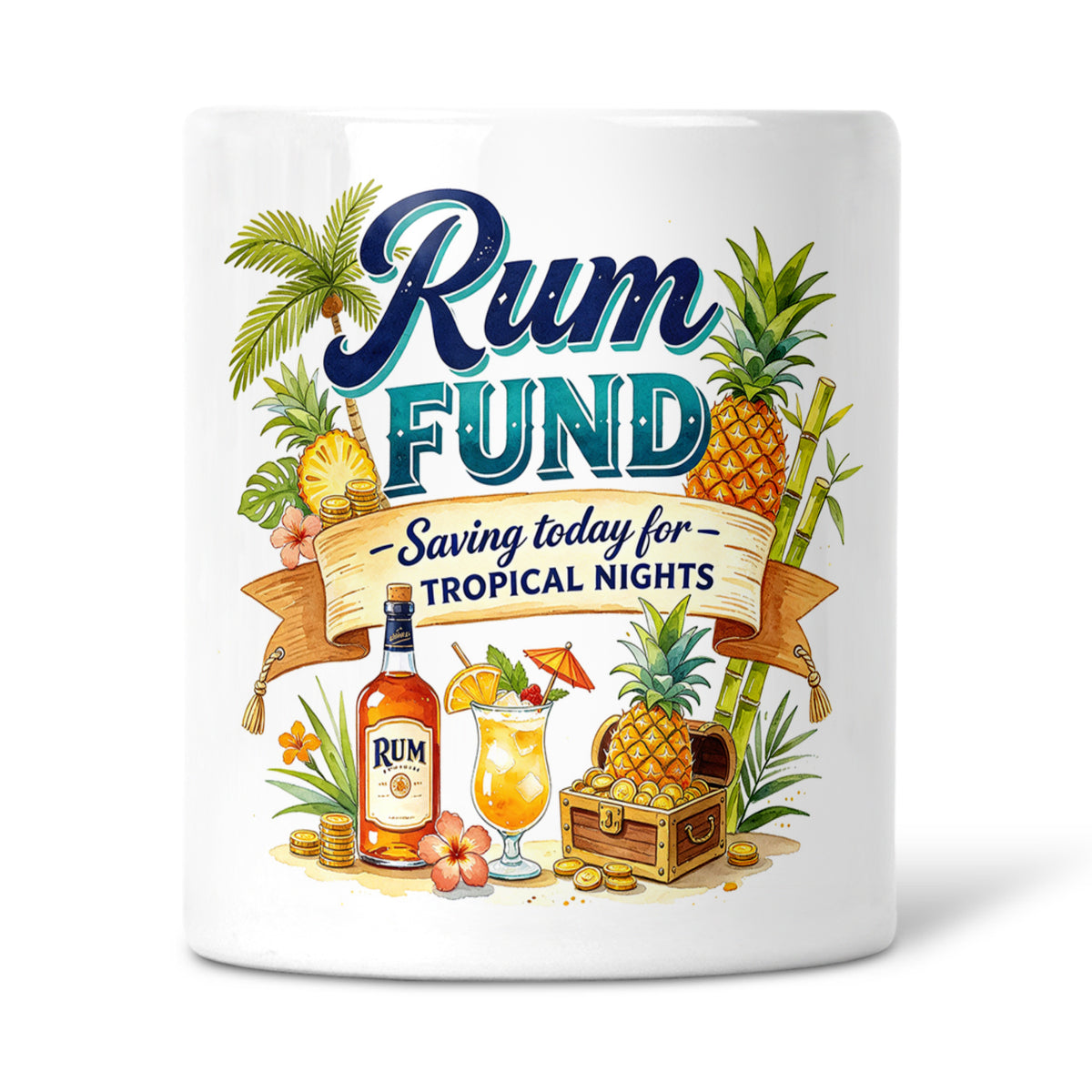 Rum Fund - Saving Today For Tropical Nights Ceramic Money Box