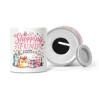 Shopping Fund (Pink Design) - Saving Today For Something Lovely Ceramic Money Box
