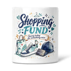 Shopping Fund (Blue Design) - Saving Today For Something Nice Ceramic Money Box