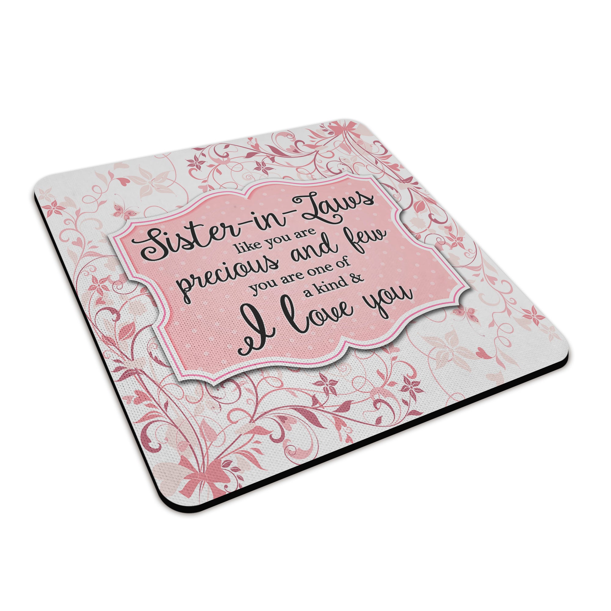 You Are One Of A Kind I Love You (Relation) Floral Square Fabric / Rubber Coaster