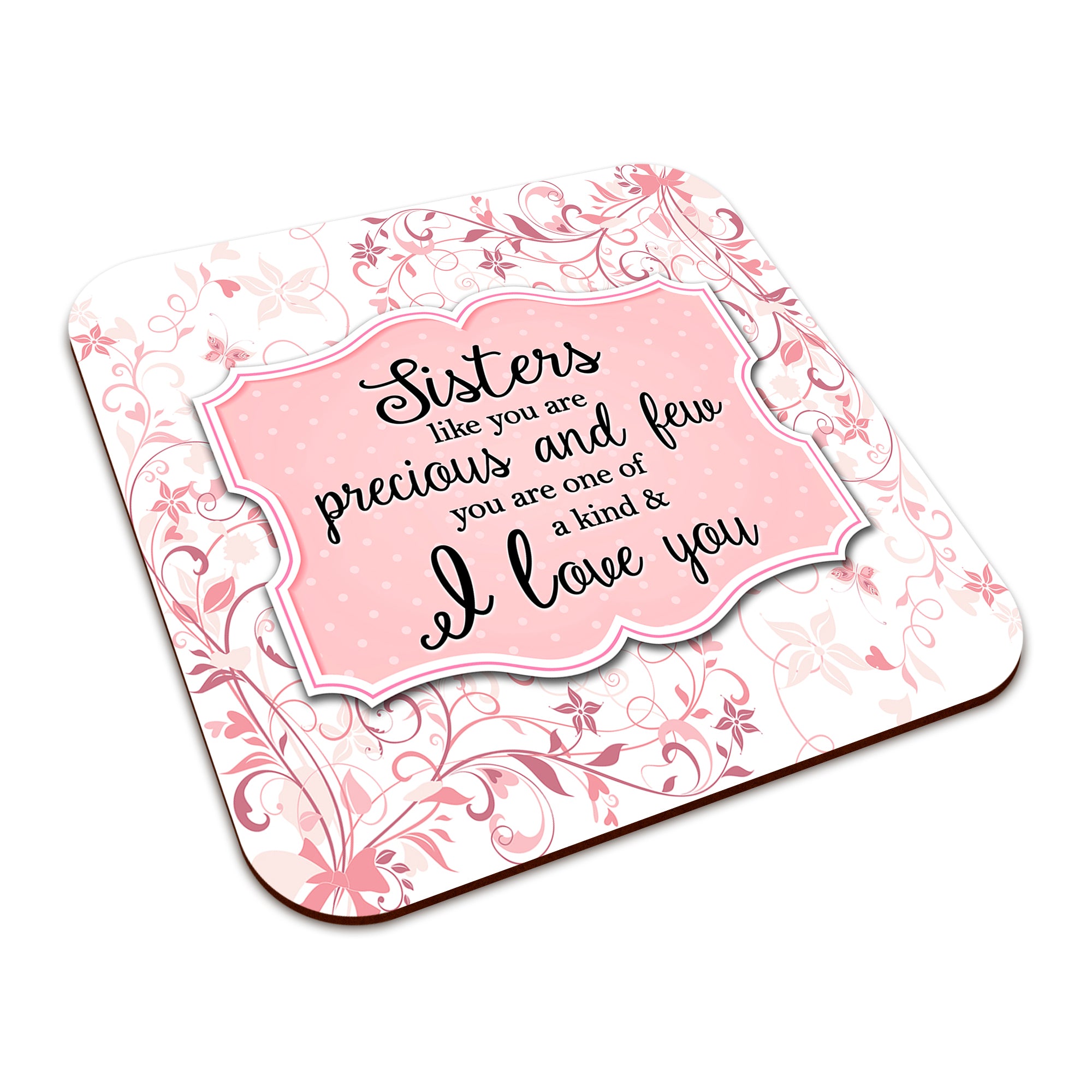 You Are One Of A Kind I Love You (Relation) Floral Square Smooth High-Gloss Finished Coaster