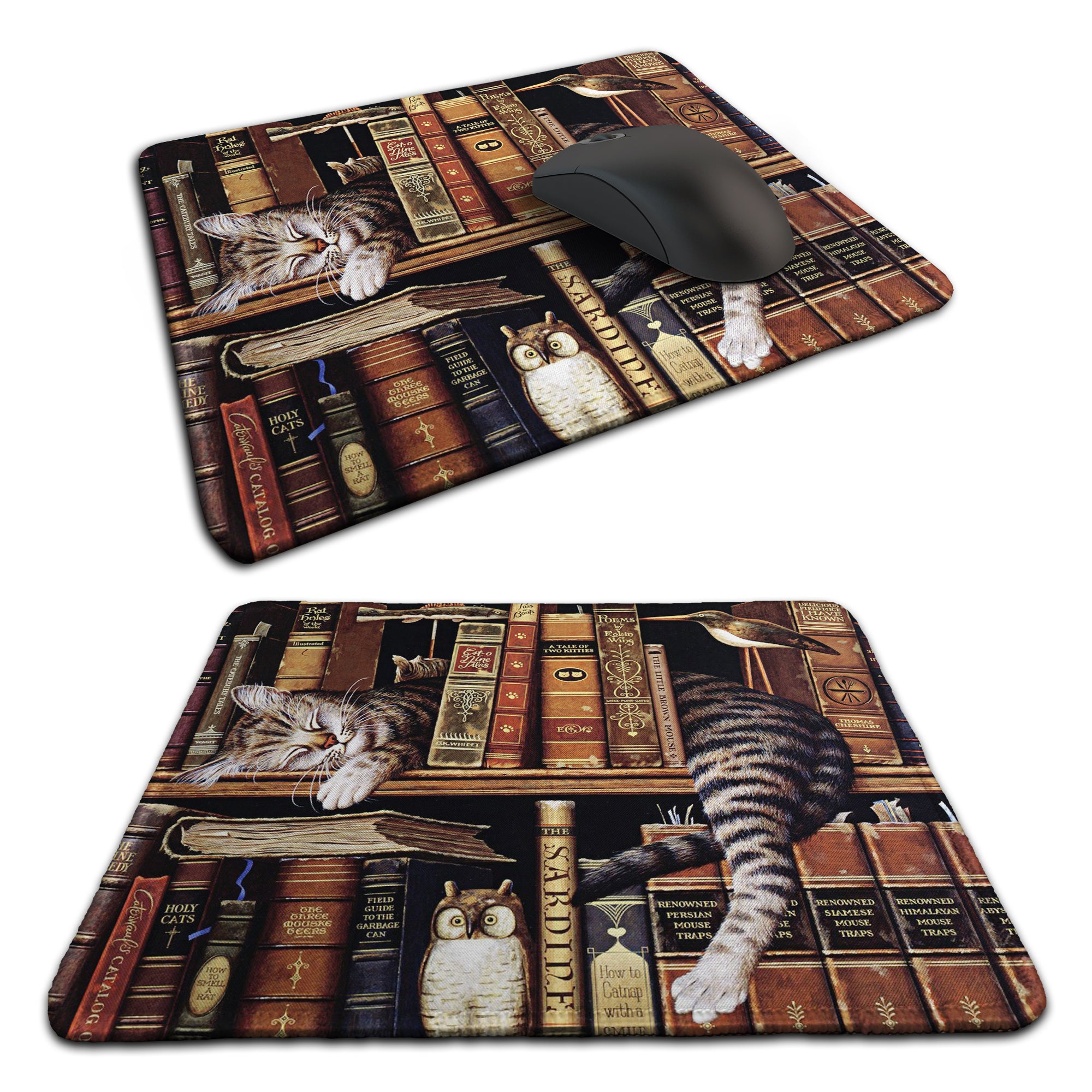 Sleeping Cat Rubber Non-slip Computer PC Mousemat - Premium Stitched