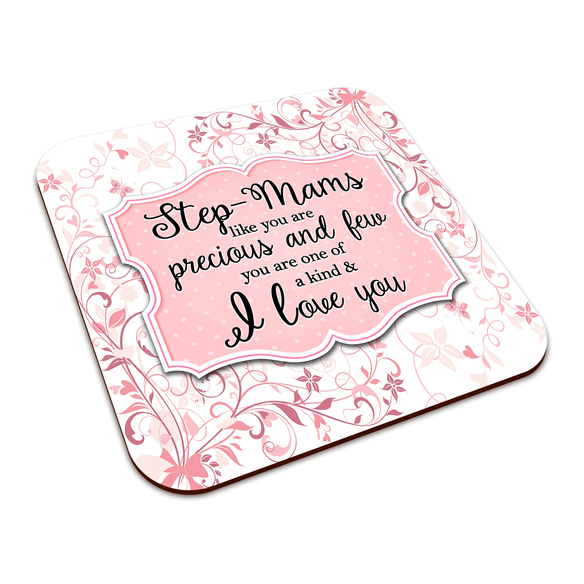 You Are One Of A Kind I Love You (Relation) Floral Square Smooth High-Gloss Finished Coaster