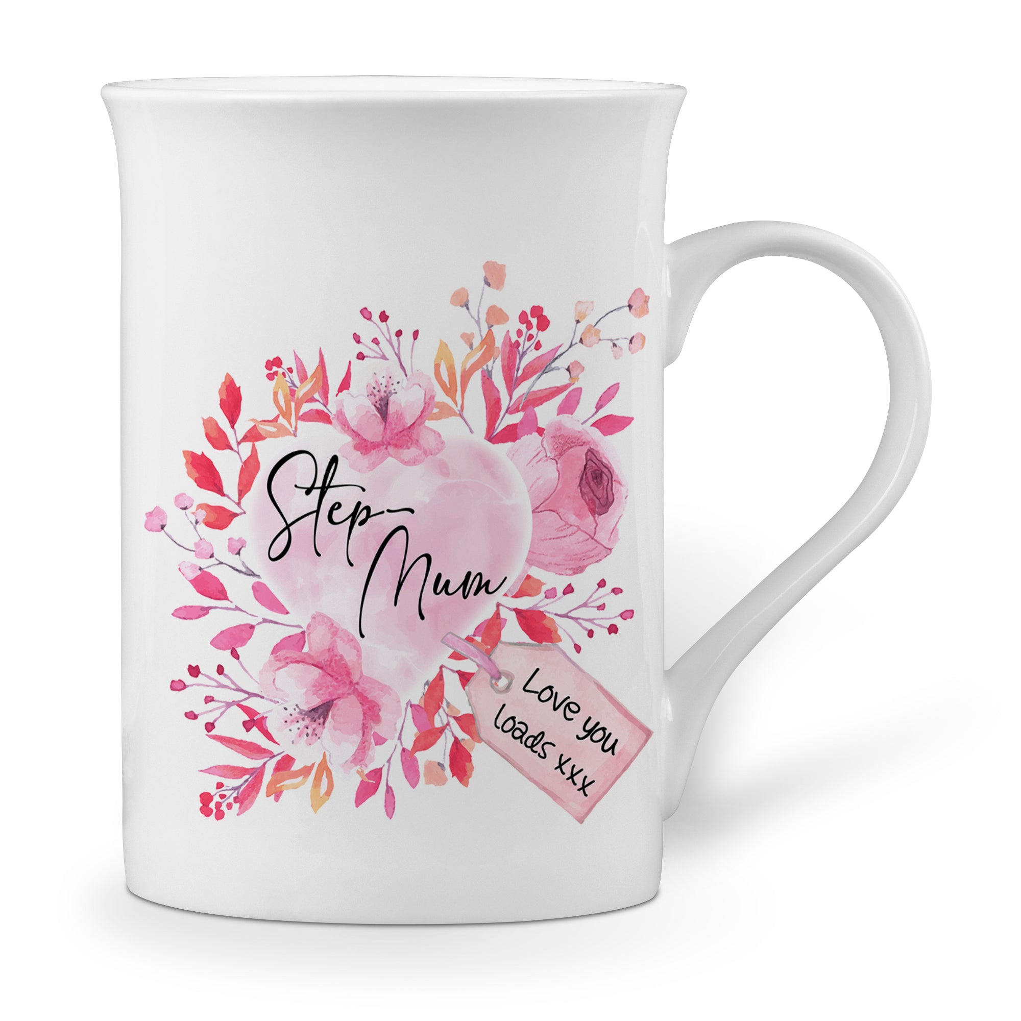 Floral Watercolour Heart With Tag (Relation) Windsor Bone China Mug