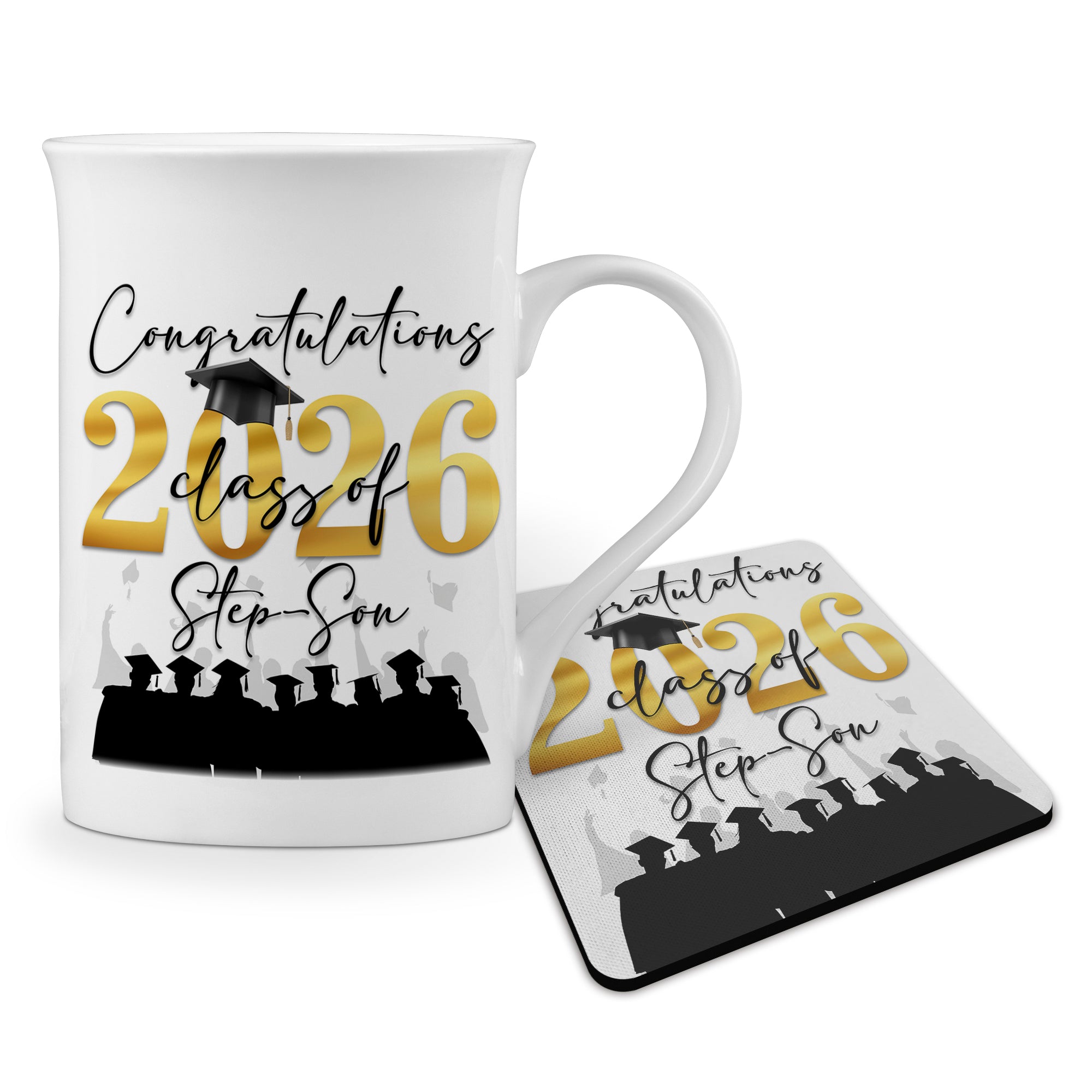 Congratulations on your Graduation Class of 2026 (Relation) Windsor Bone China Mug With Rubber Coaster