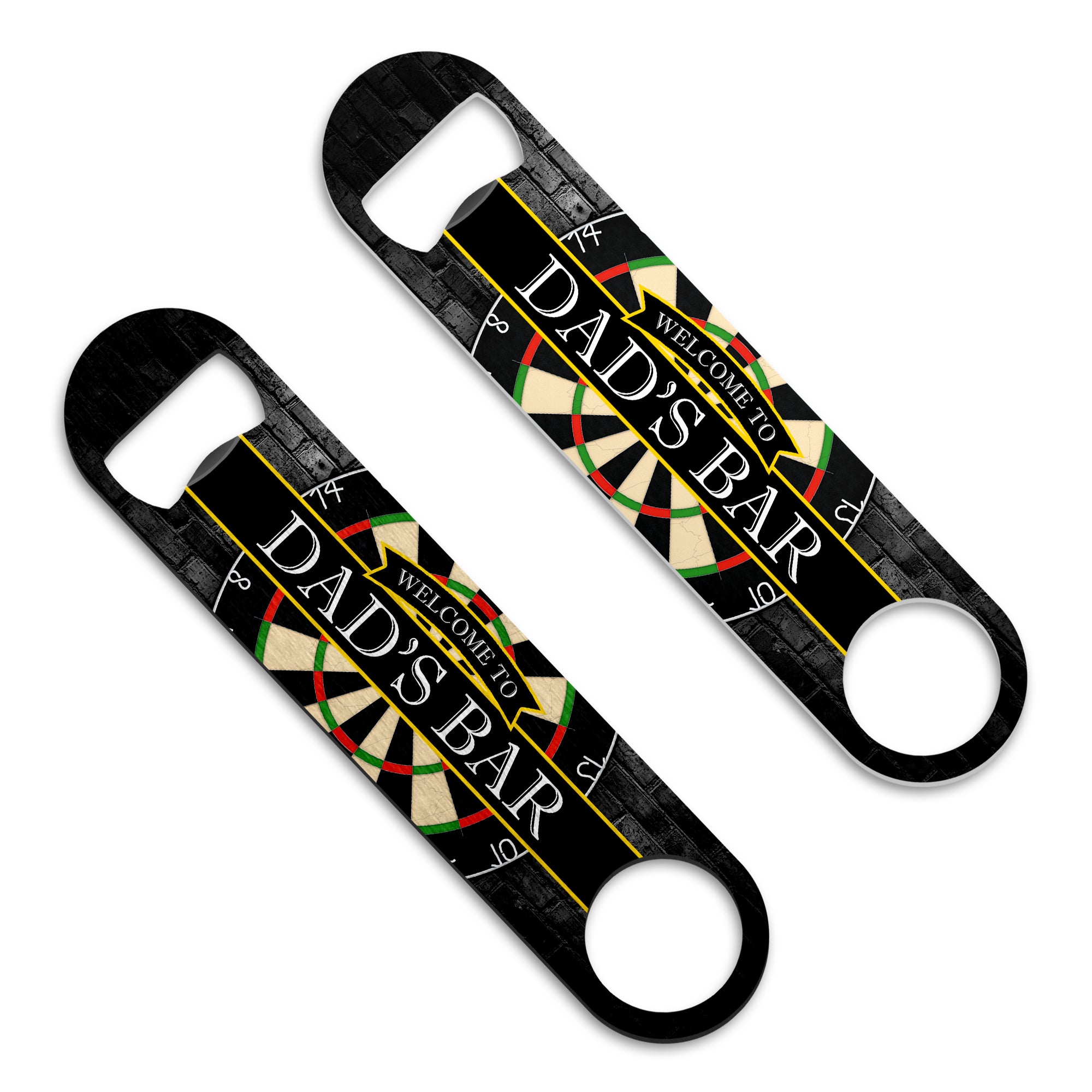 Welcome To Dad's Bar (Dartboard) Stainless Steel Bar Blade Bottle Opener