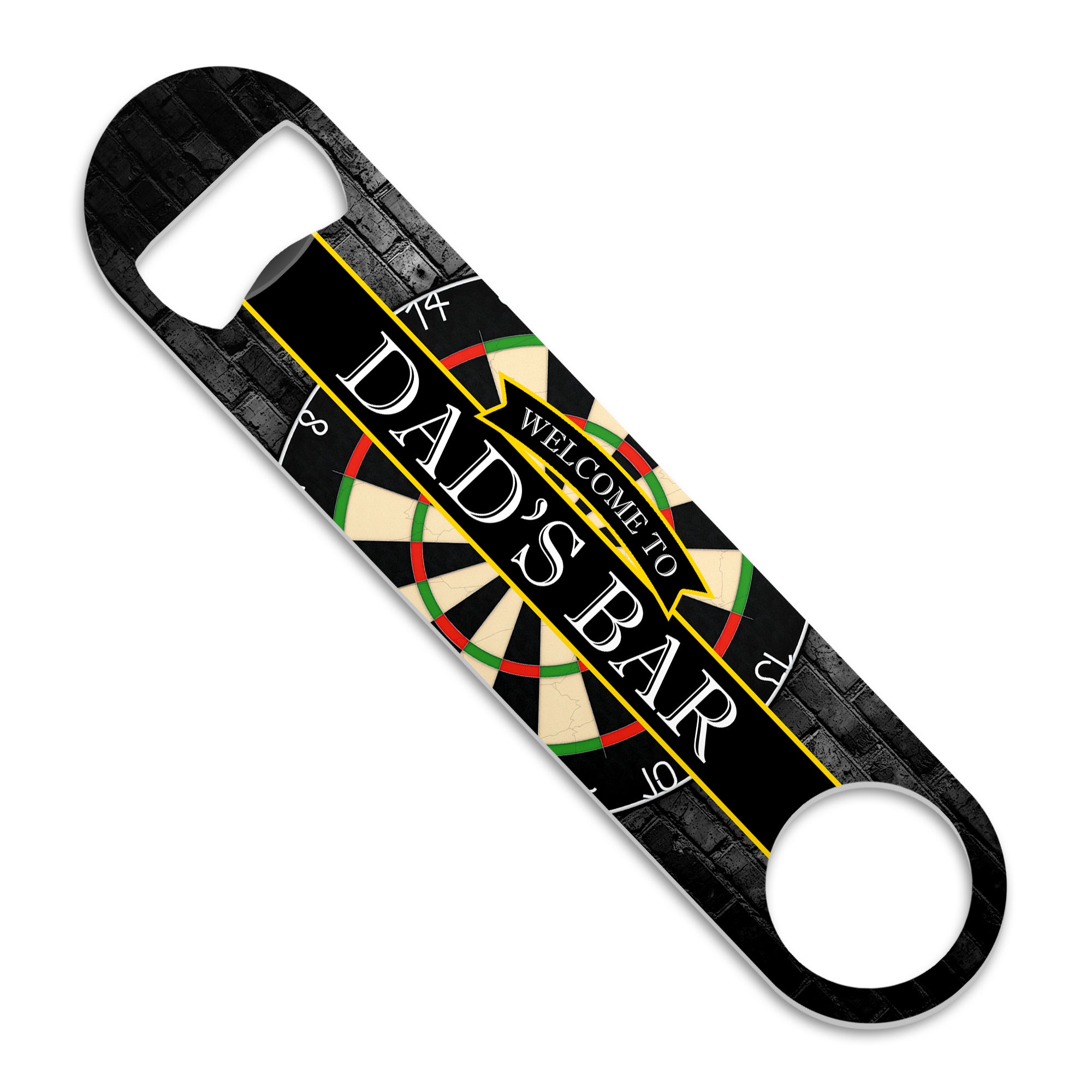 Welcome To Dad's Bar (Dartboard) Stainless Steel Bar Blade Bottle Opener