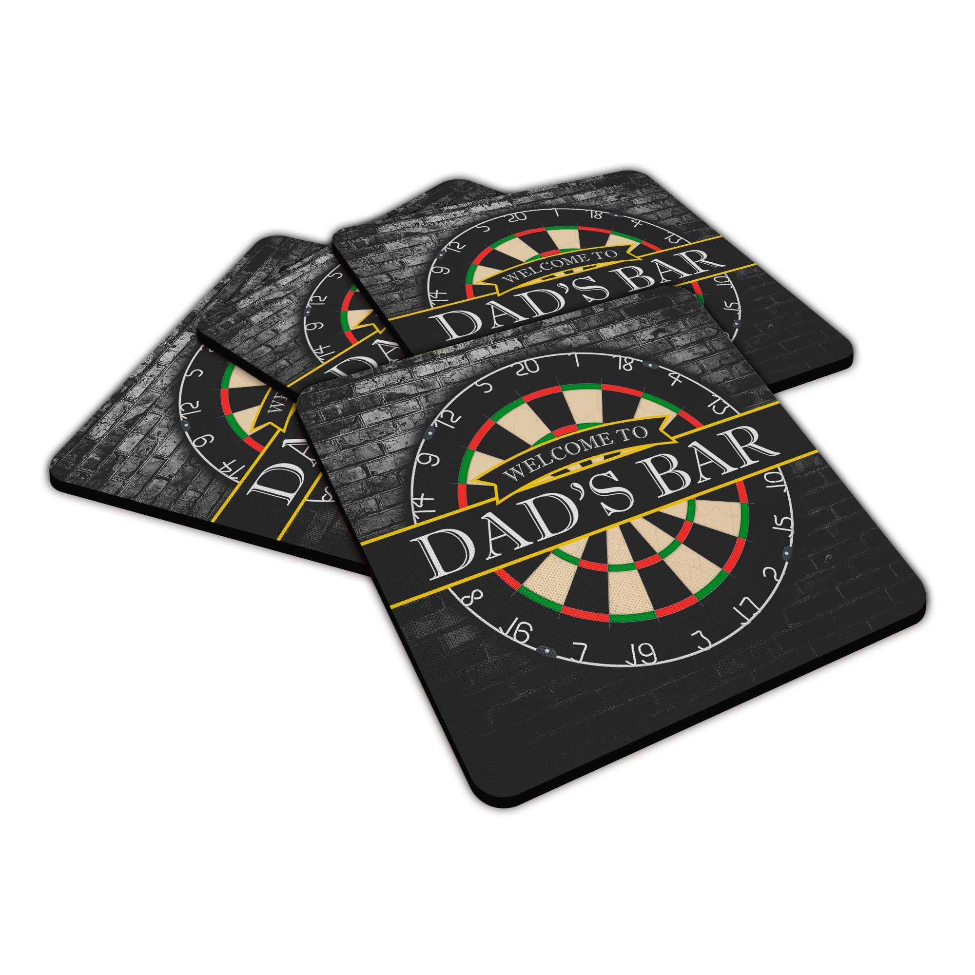 Welcome To Dad's Bar (Dartboard) Square Fabric / Rubber Coaster