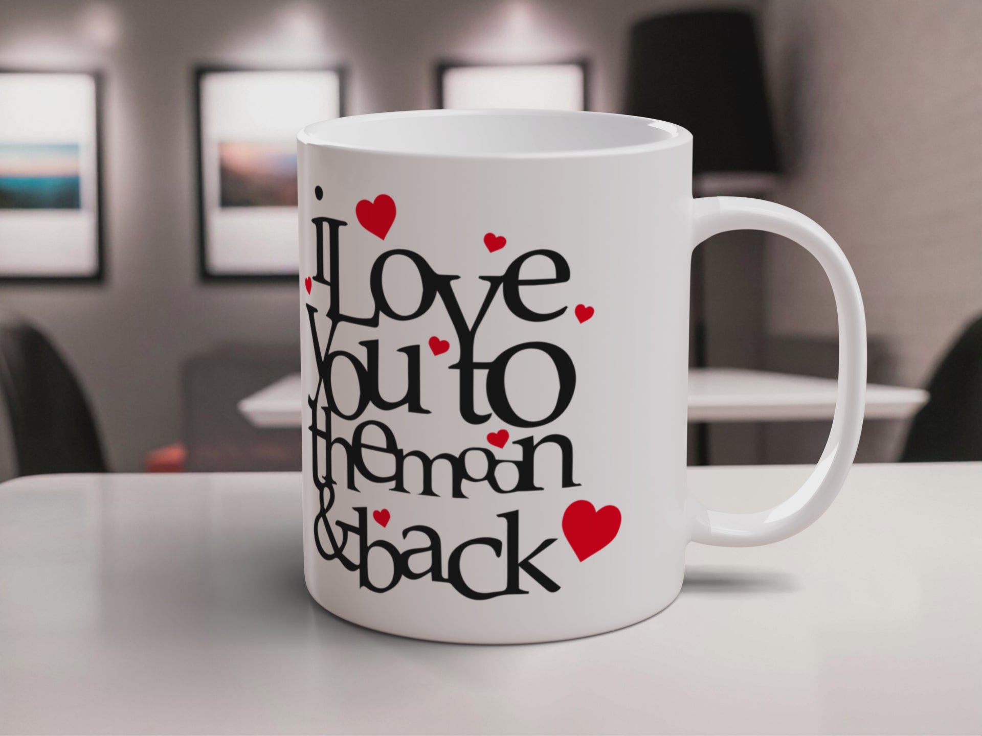 I Love You To The Moon And Back Hearts Ceramic Coffee / Tea Mug