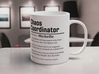 Personalised (Name) Chaos Coordinator Sarcastic Definition Ceramic Mug With Rubber Coaster